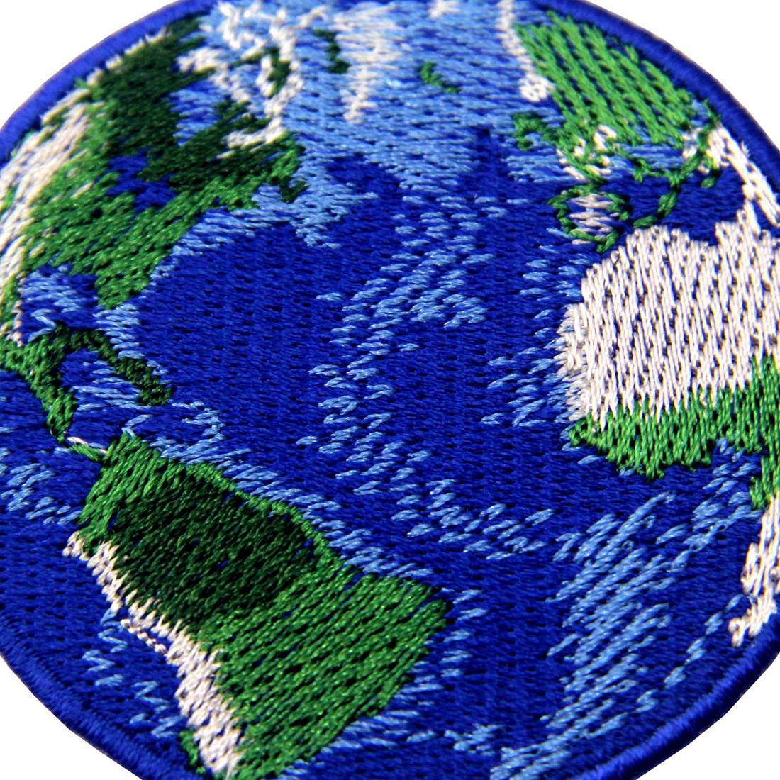 Blue Earth Planet Embroidered Iron On Patch for Jackets, Backpacks & DIY Crafts - Eco-Friendly Sew On Badge for Clothing & Accessories