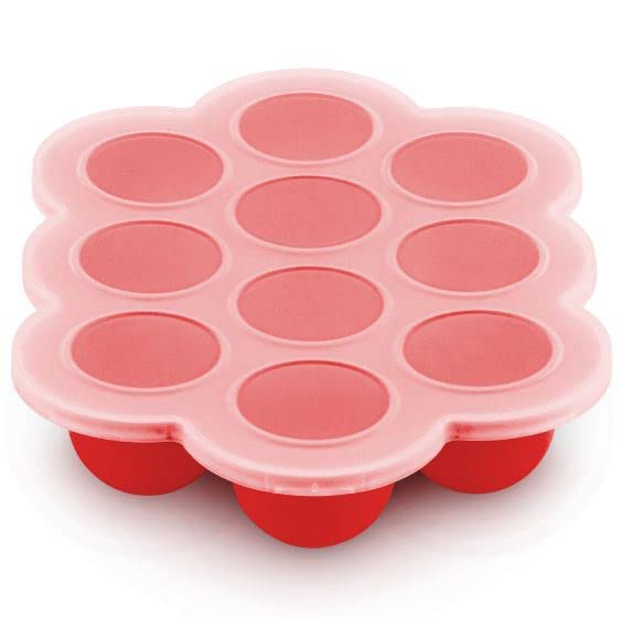 RAGYULA Silicone Baby Food Storage Tray with Lid - BPA Free Freezer Safe, Microwave & Dishwasher Safe - Perfect for Homemade Puree, Breast Milk Storage & Meal Prep (Red, Pack of 1) - Ideal for Busy Parents & On-the-Go Feeding
