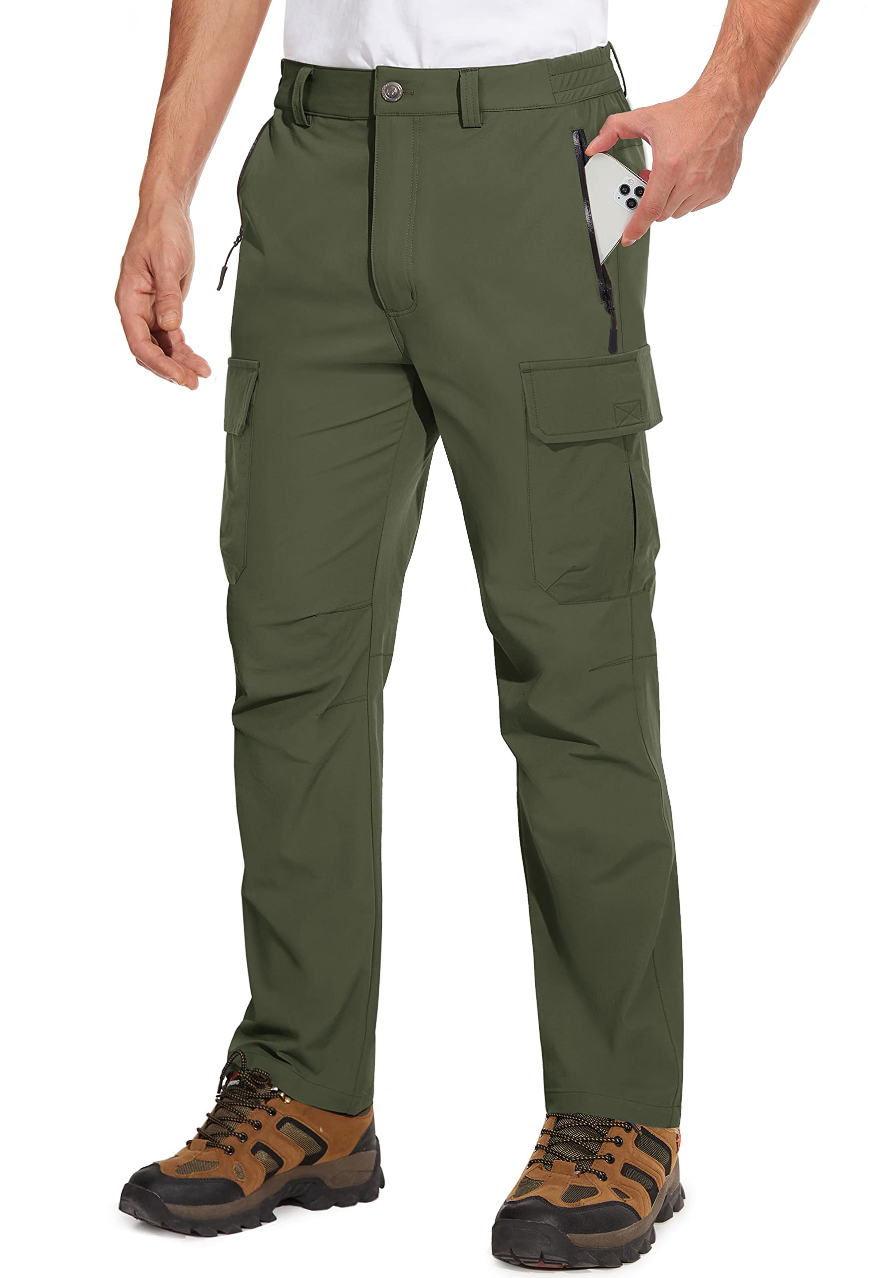 TACVASEN Men's Cargo Pants - 5 Pocket Water Resistant Quick Dry Lightweight Stretch Ripstop Pants for Hiking, Work, Travel & Outdoor Adventures