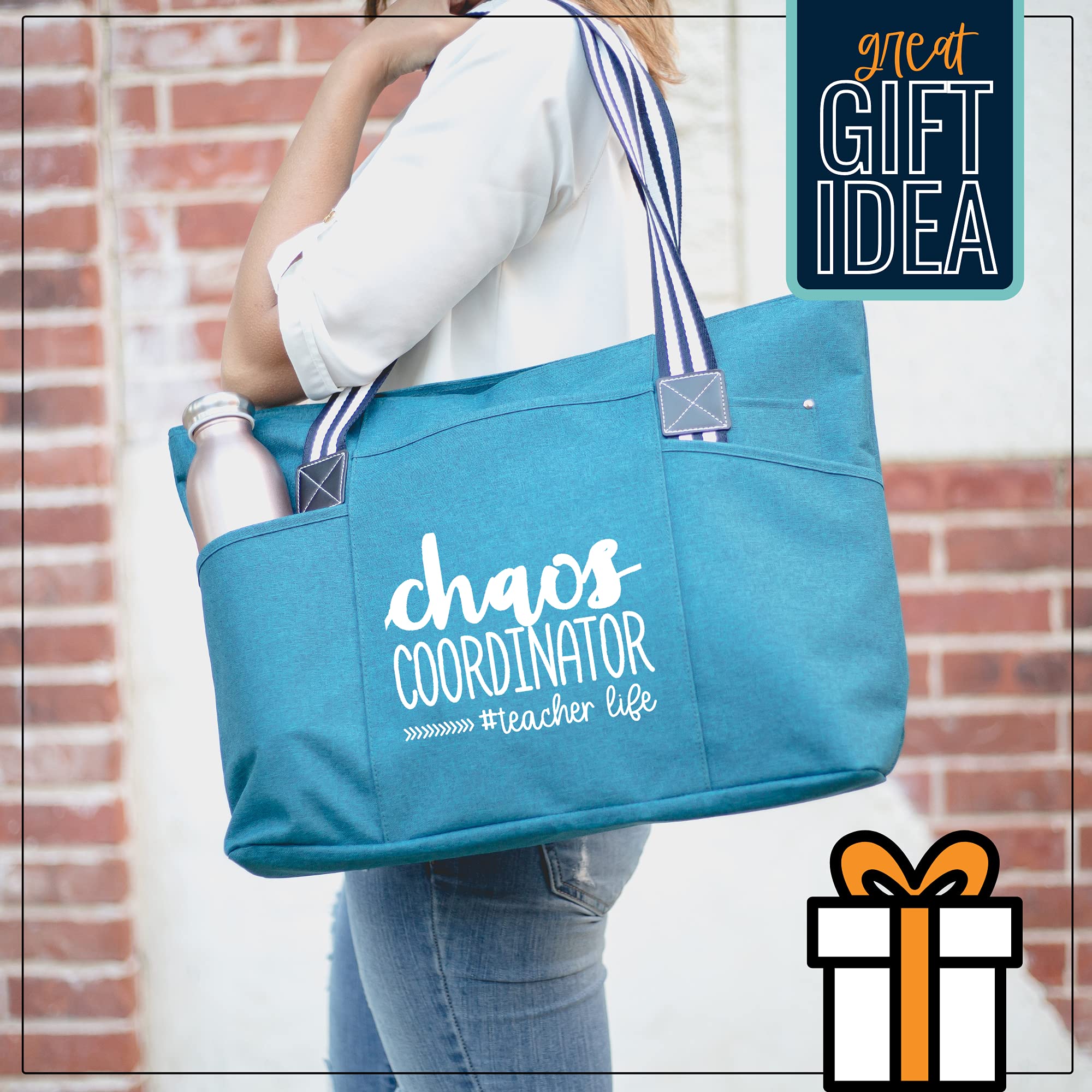 Brooke & Jess Designs Teacher Tote Bag for Women - Durable Work Bag with Multiple Pockets, Perfect Teacher Appreciation Gift for Educators | Great for School, Work, and Everyday Use