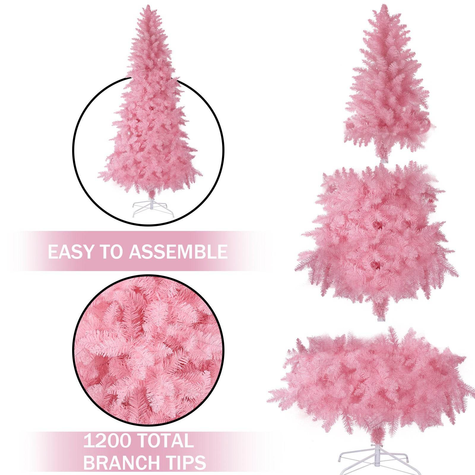 8ft Pink Artificial Christmas Tree - Kawaii Style Holiday Decor for Home, Office & Party | Fluffy Branches & Easy Setup