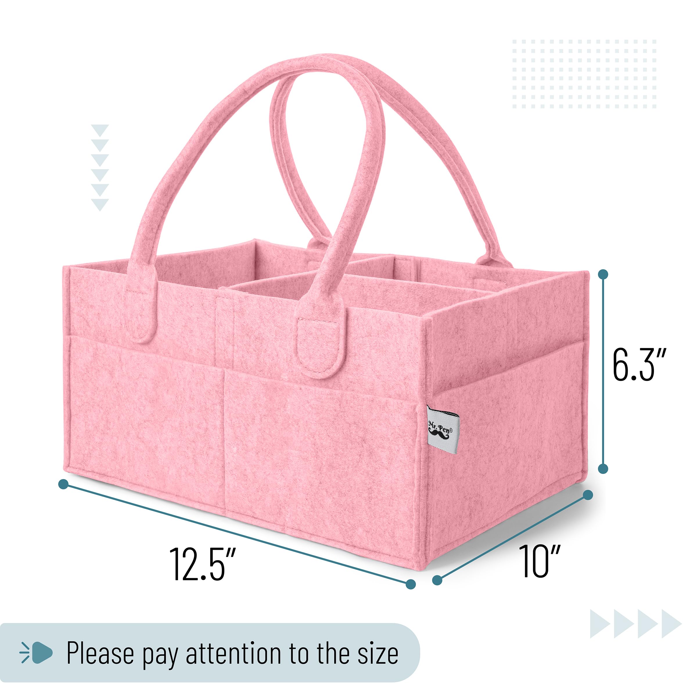 Mr. Pen Baby Diaper Caddy Organizer - Portable Pink Diaper Storage for Nursery, Changing Table & Car - Baby Essentials Organizer for Diapers, Wipes & Supplies - Perfect for Home, Travel & On-the-Go Parents