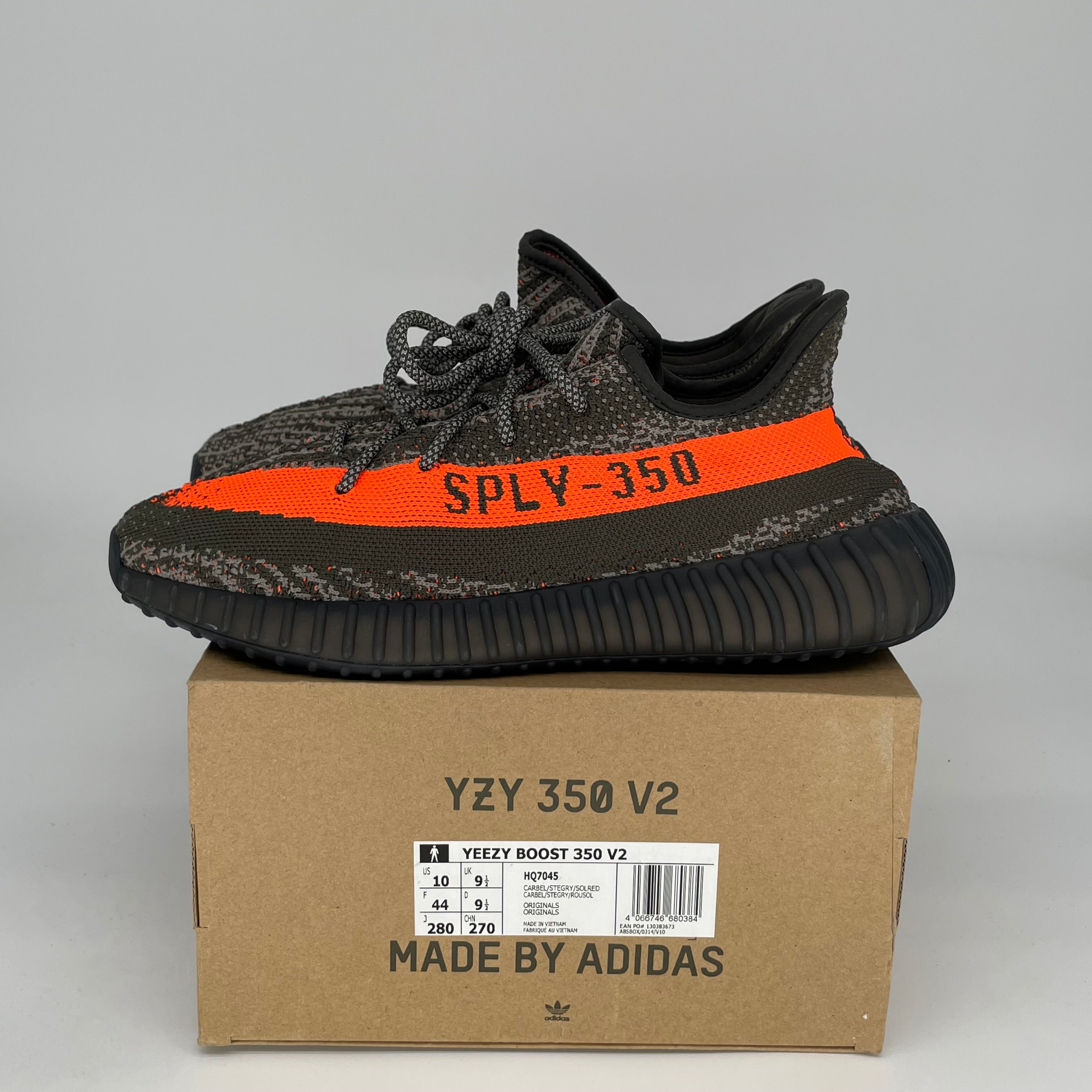 Adidas Yeezy Boost 350 V2 Carbon Beluga Men's Sneakers - Size 10 (HQ7045) | Comfortable Running Shoes for Casual Wear & Street Style