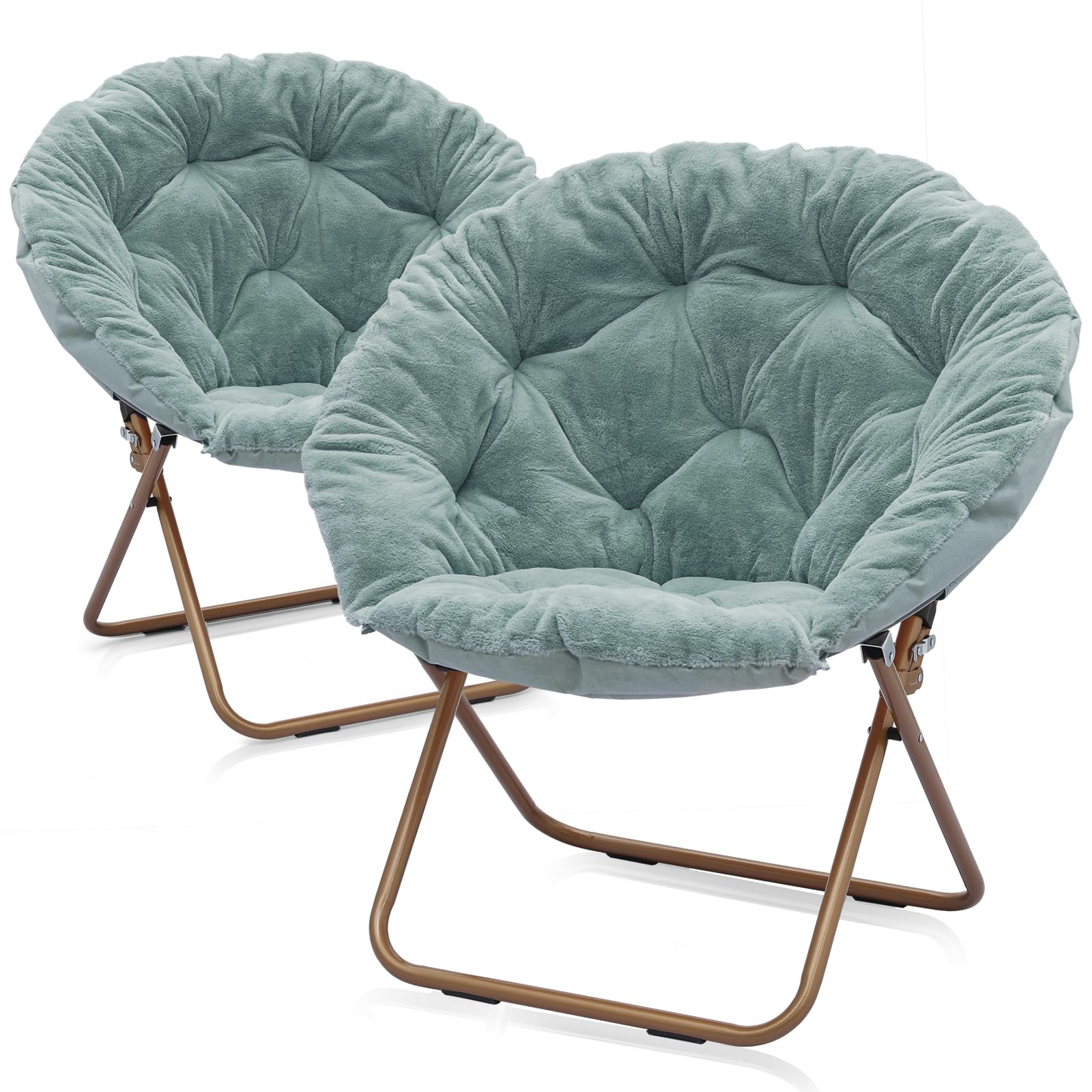 **Foldable Oversized Moon Saucer Chairs for Adults – Large Cozy Lounge Chair for Bedroom, Living Room, or Outdoor – Teal, Set of 2**