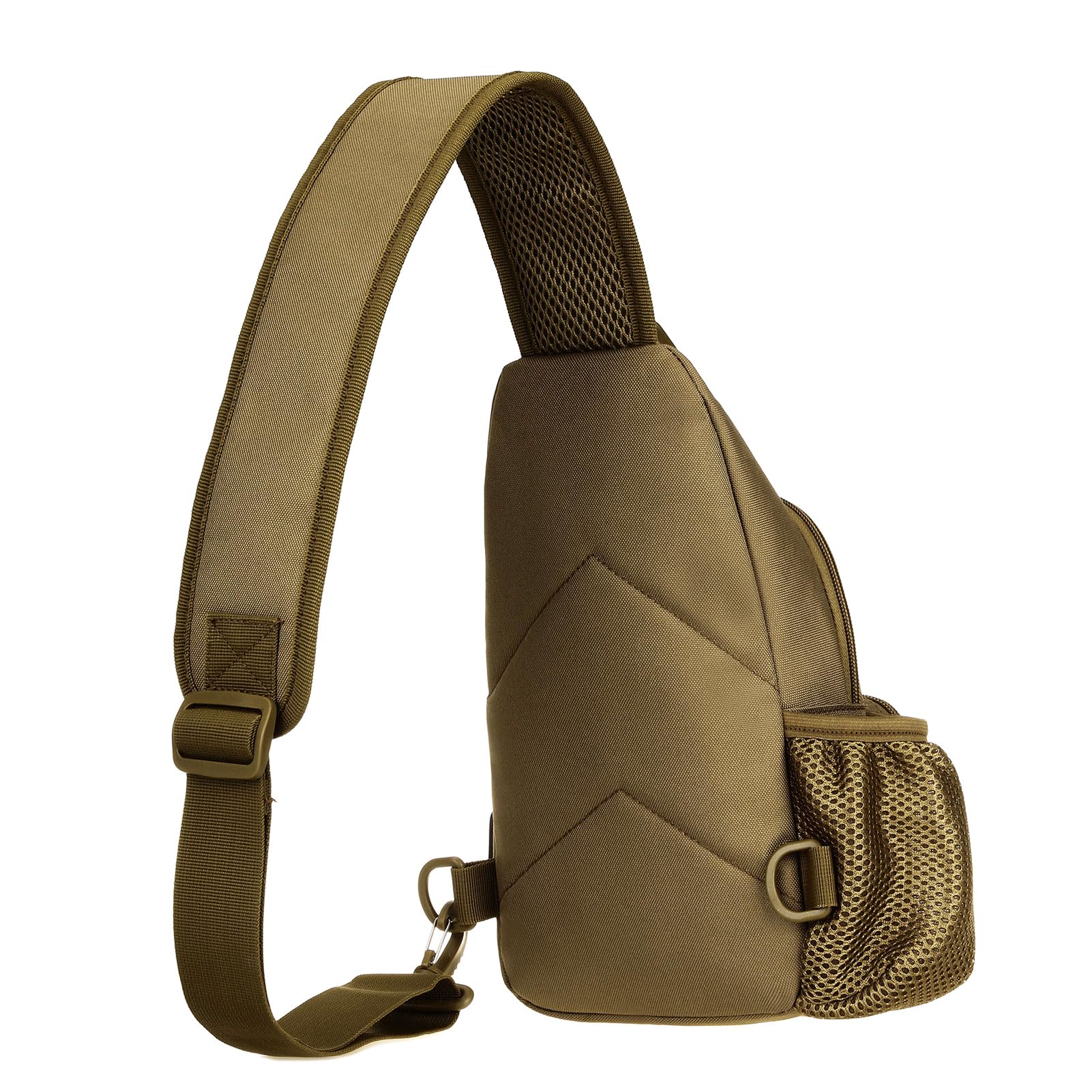 Tactical Sling Crossbody Backpack with Water Bottle Holder & MOLLE System | EDC Shoulder Chest Bag with USB Charging Port | Perfect for Travel, Hiking & Outdoor Adventures (Coyote Brown)
