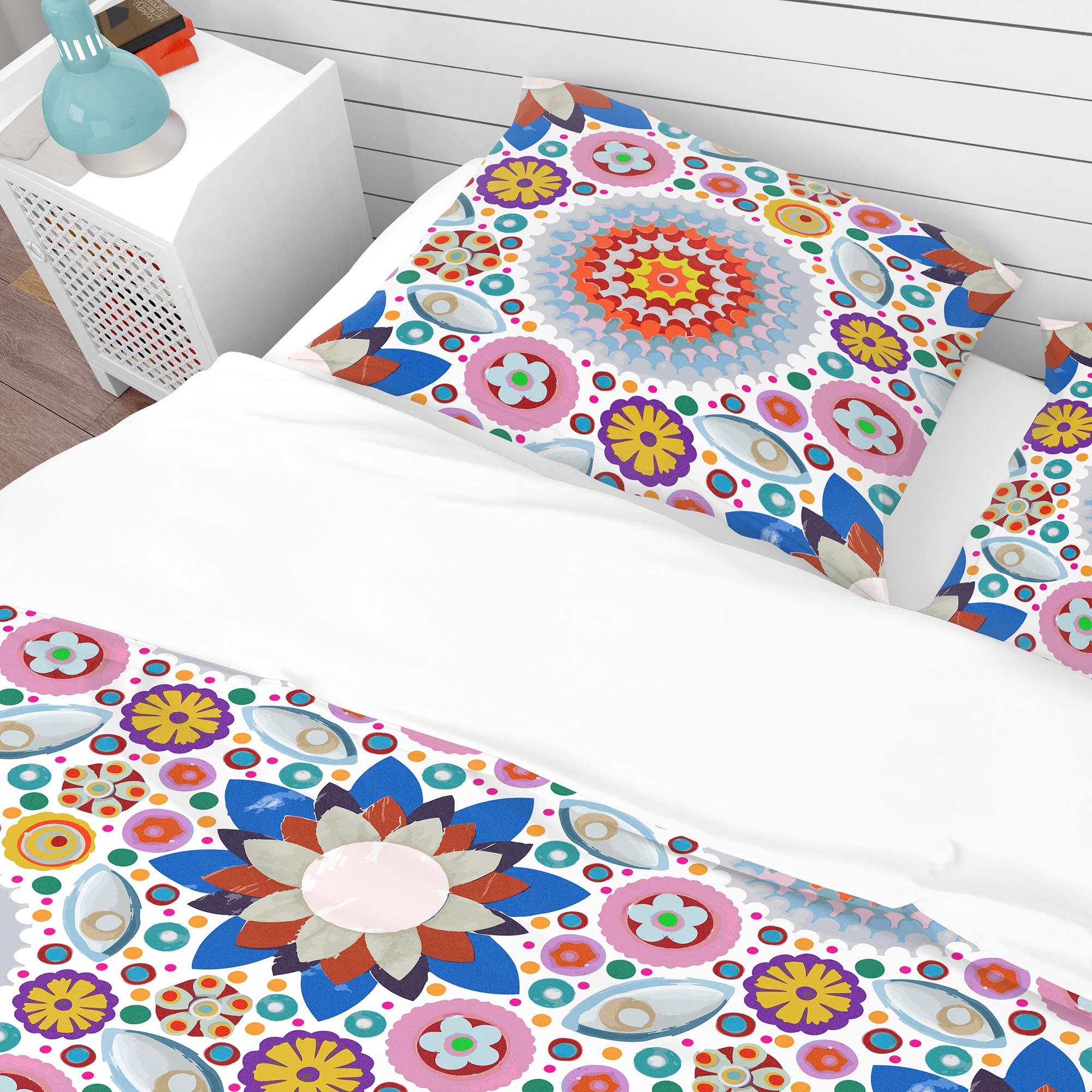 Abstract Flowers Pattern Bohemian Duvet Cover Set - Vibrant Eclectic Bedding for Bohemian & Modern Bedrooms