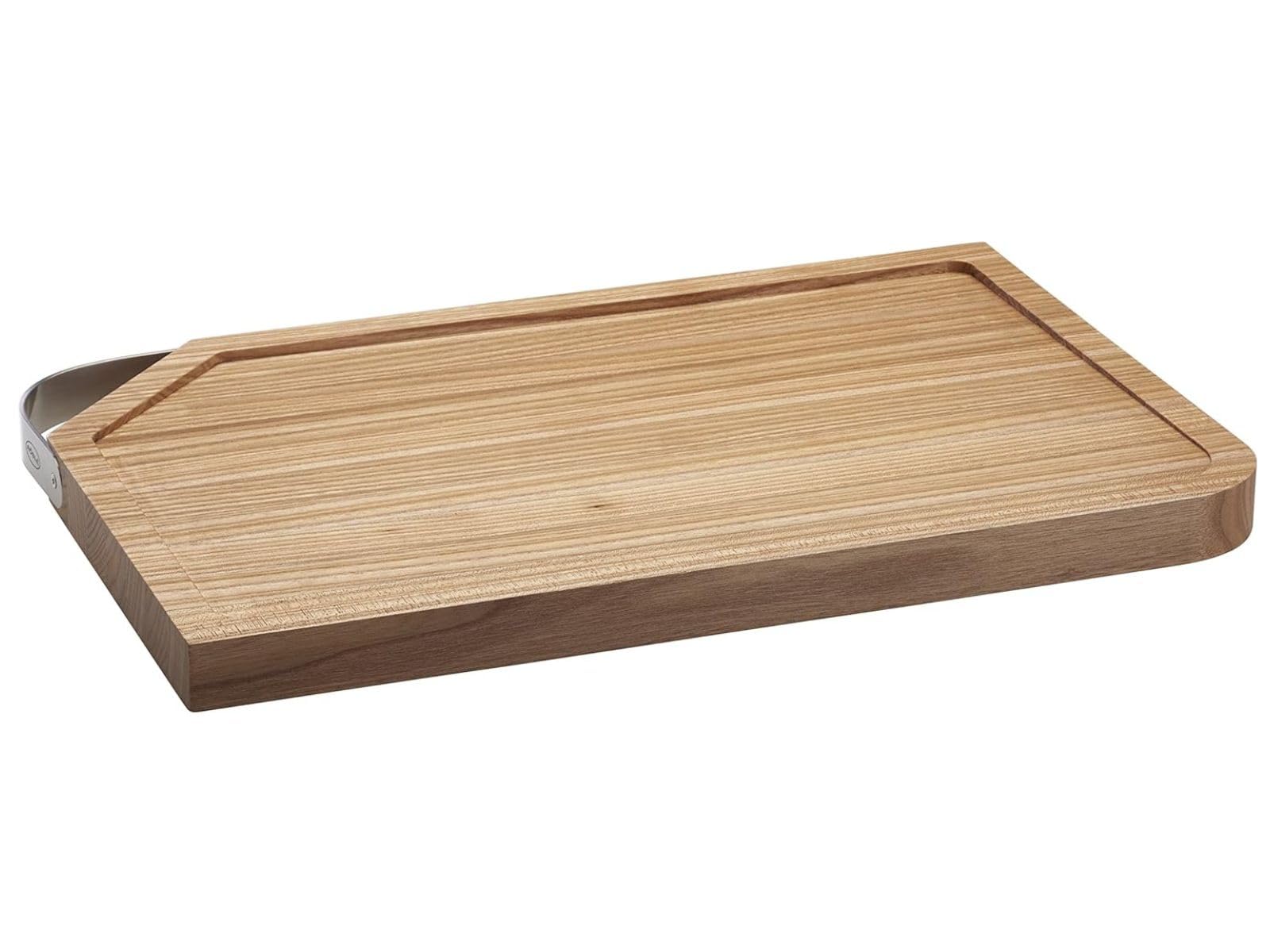 Premium Rosle 15033 Natural Wood Cutting Board with Stainless Steel Handle - 48 x 32 x 3 cm - Perfect for Kitchen Prep, Meat Cutting & Serving Charcuterie