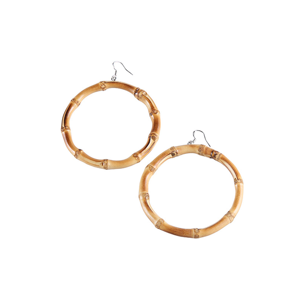 Natural Bamboo Hoop Earrings for Women - Lightweight Eco-Friendly Dangle Earrings - Boho Chic Jewelry for Everyday Wear & Special Occasions