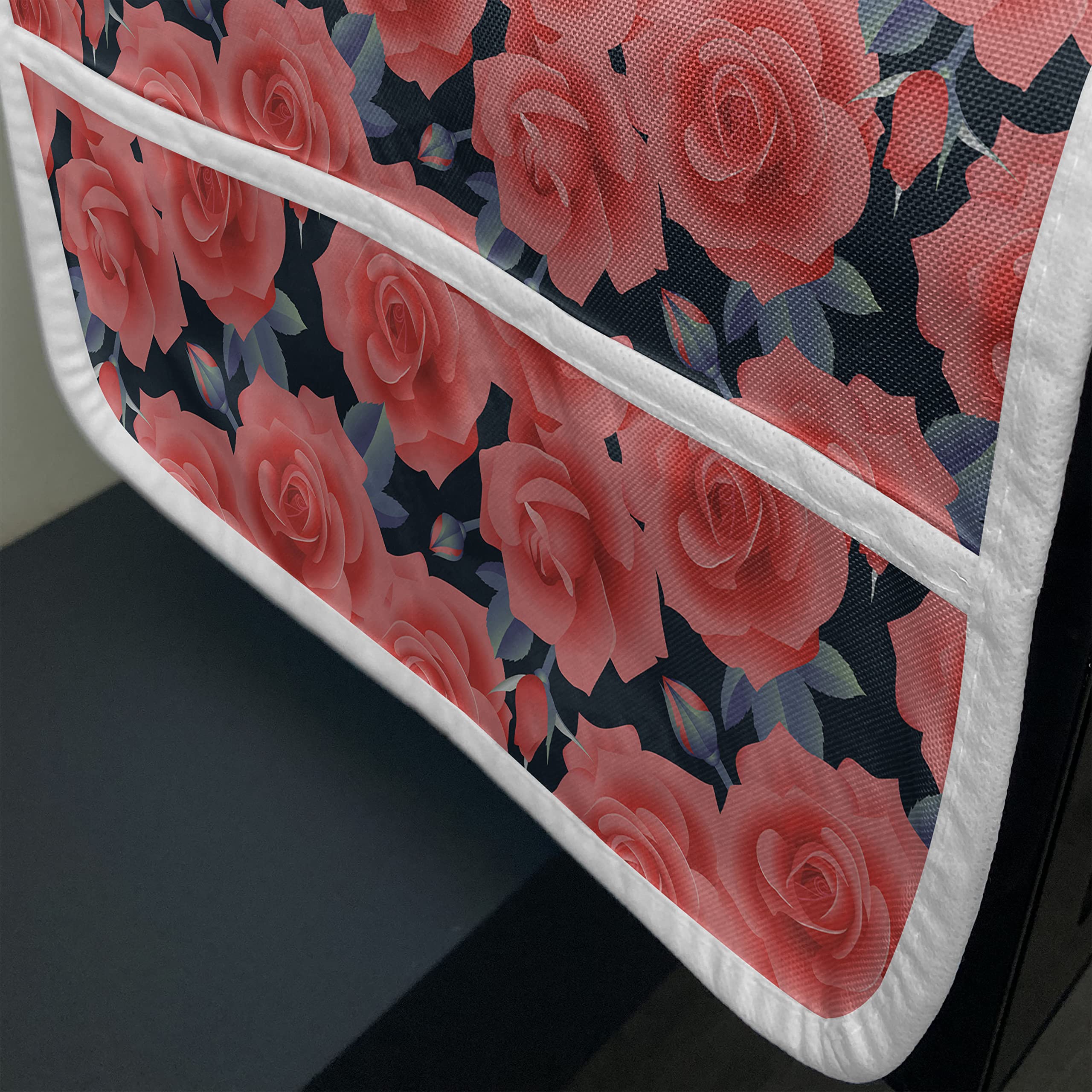 Ambesonne Floral Microwave Oven Cover - Romantic Roses Design, Waterproof Kitchen Organizer with Pockets, 36