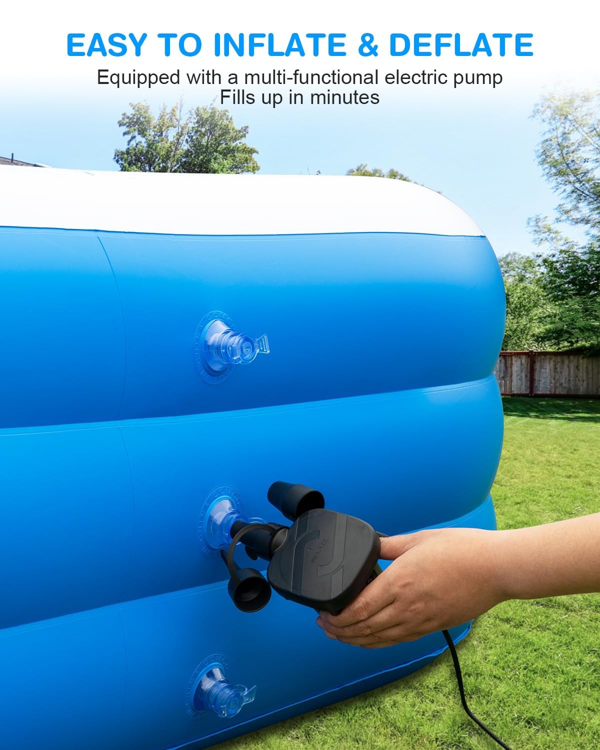 Large Inflatable Swimming Pool for Kids & Adults, 130