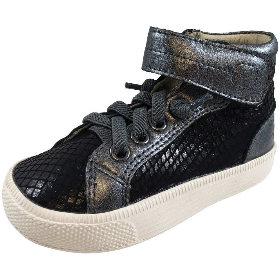 Old Soles Boys & Girls Plush Lace-Up High Top Sneakers - Black Snake Print - Comfortable Kids Shoes for School, Play & Everyday Wear