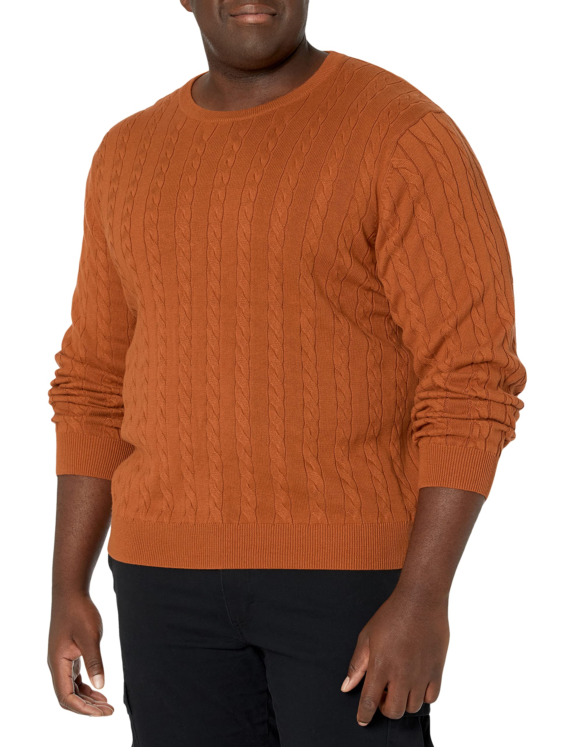 Amazon Essentials Men's Crewneck Cable Knit Cotton Sweater - Soft & Comfortable Winter Pullover for Casual Wear & Office Outfits