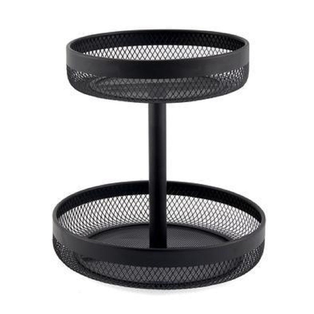 Classic Black Mesh 2-Tier Fruit Basket - Durable Kitchen Organizer for Countertop Storage of Fruits, Vegetables & Snacks - Perfect for Dining Room, Pantry or Office