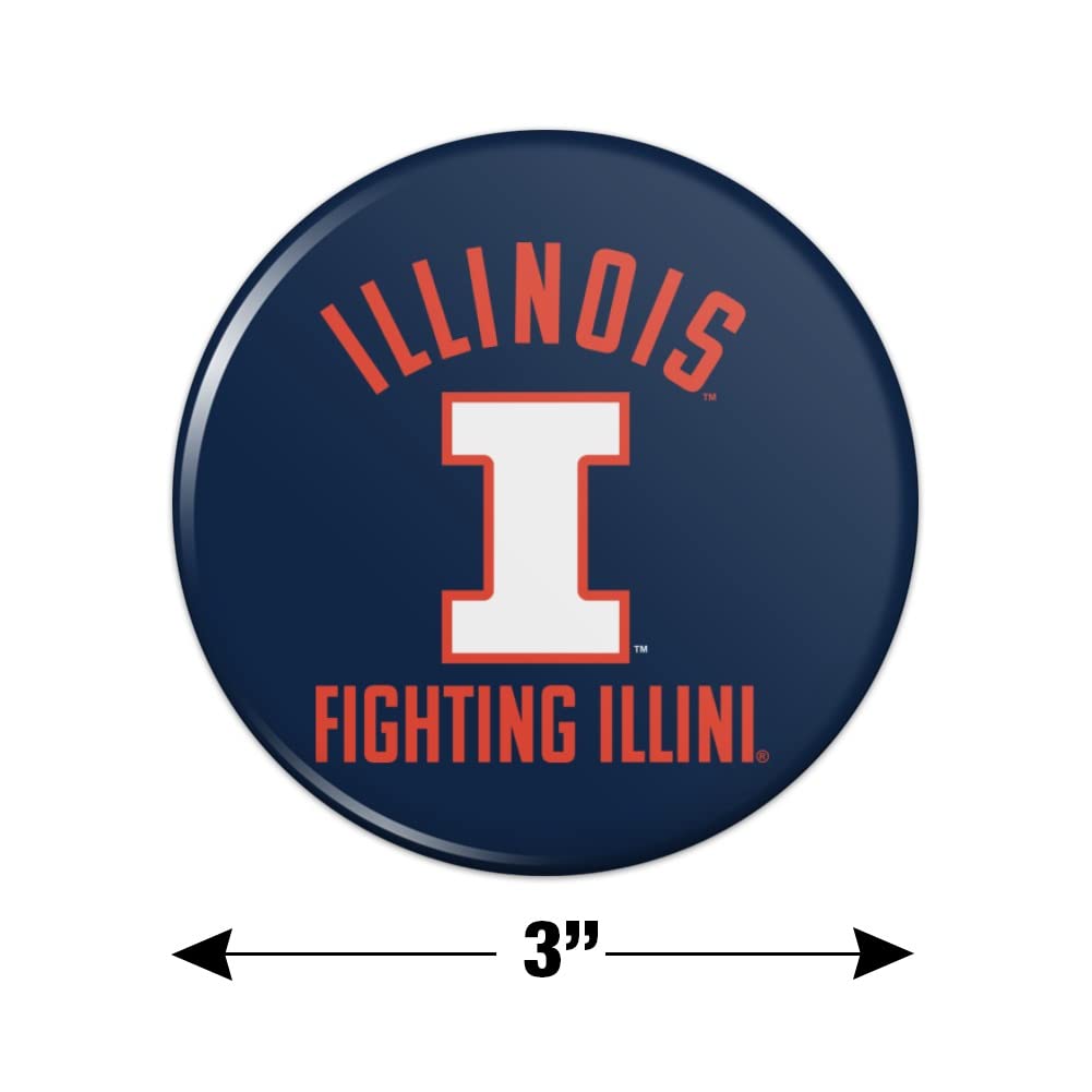 University of Illinois Official Logo Refrigerator Magnet - Strong Kitchen & Locker Button Magnet for School Spirit, Dorm Decor, Office Accessories & Fan Gifts