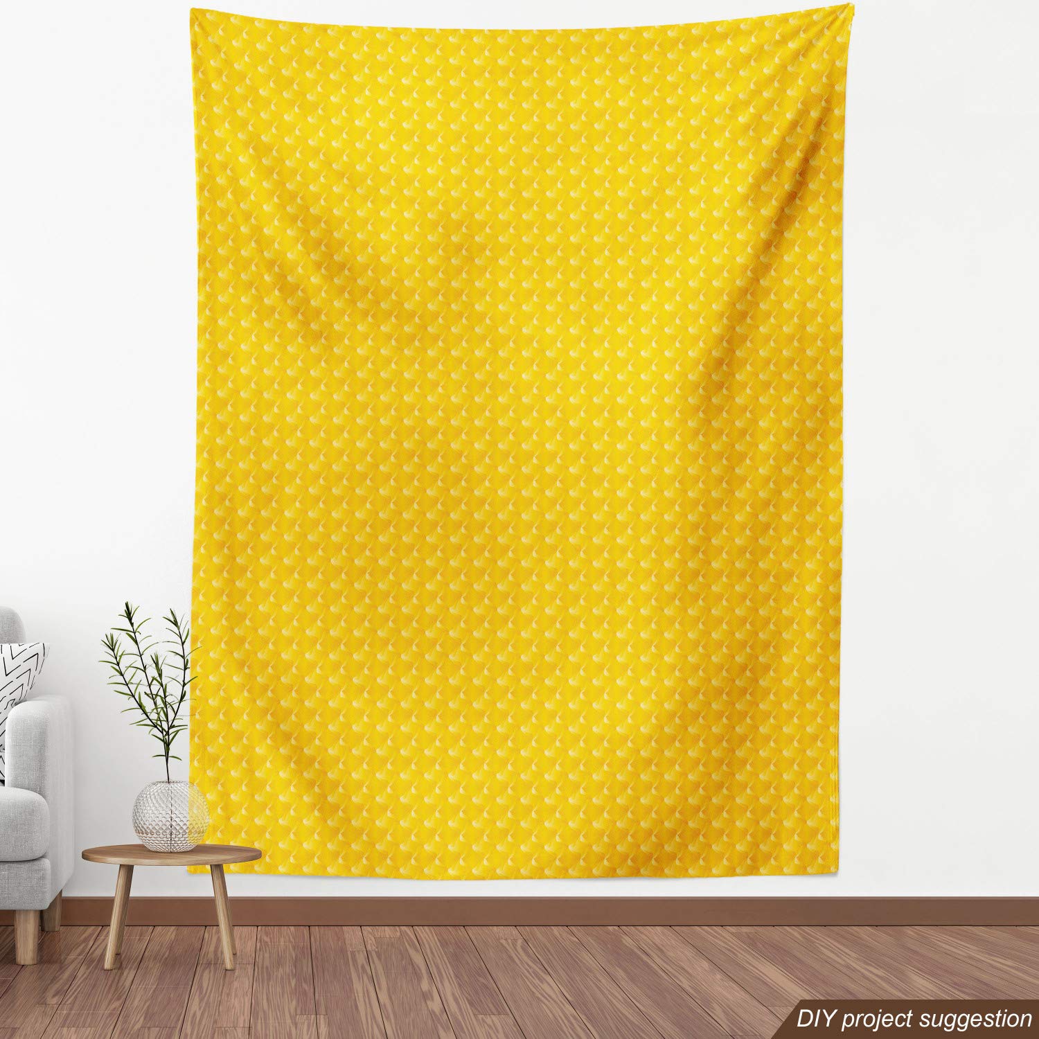 Ambesonne Yellow Fabric - Abstract Curving Lines & Swirls for Upholstery, Home Decor (2 Yards)