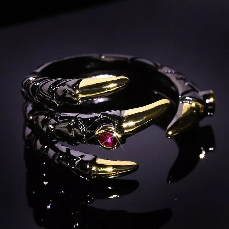 Dragon Claws Ring for Men - Gothic Punk Jewelry with Stainless Steel Band - Perfect for Cosplay, Halloween, and Alternative Fashion