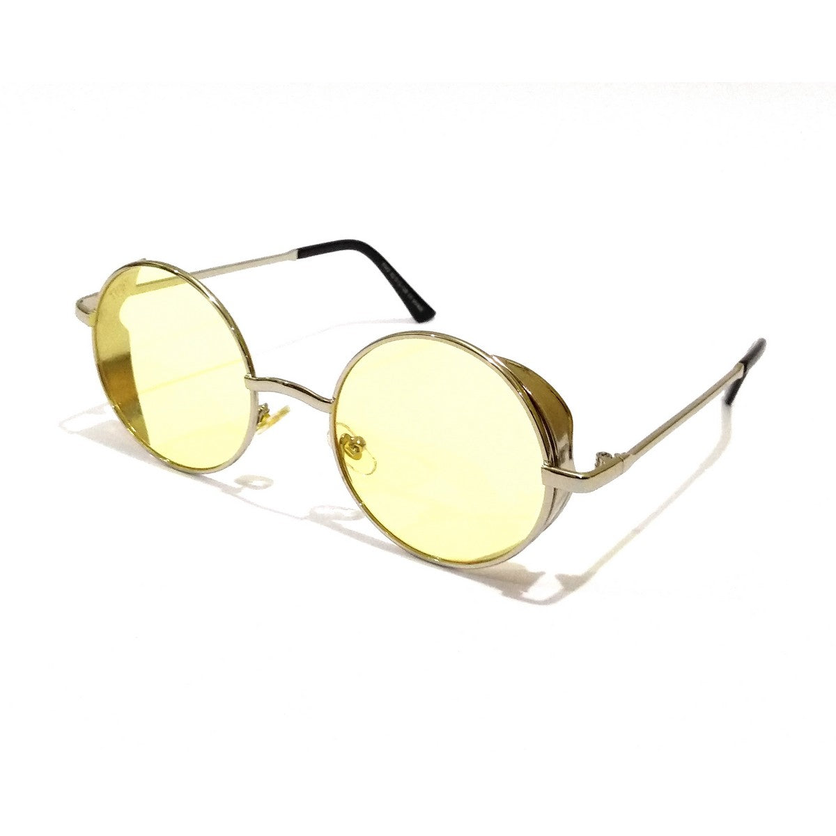Silver Round Sunglasses with Yellow Lens - UV Protection Fashion Shades for Women & Men - Perfect for Beach, Driving, and Outdoor Activities