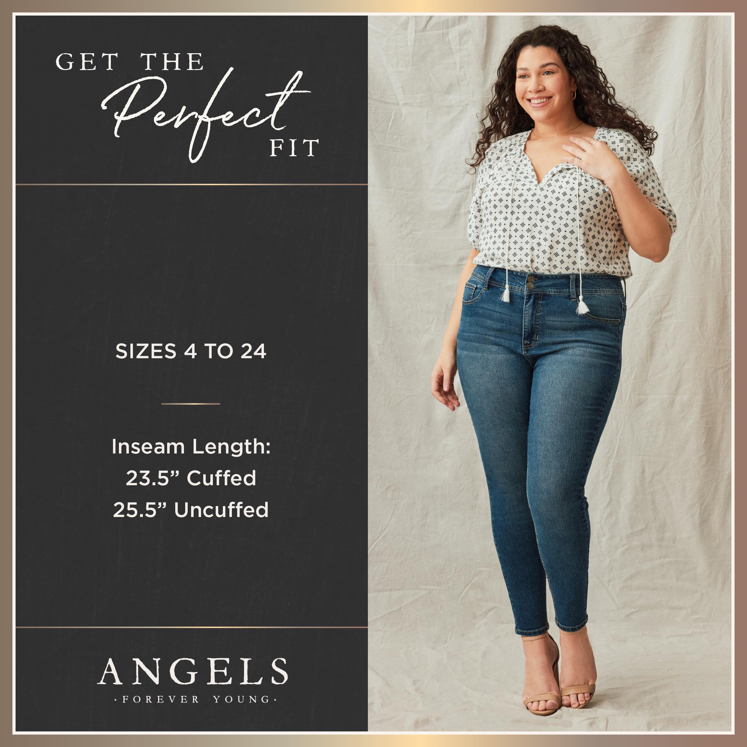 Angels Forever Young Women's High Waisted Curvy Fit Stretch Denim Crop Jeans - Perfect for Casual Outfits, Date Nights & Weekend Brunch