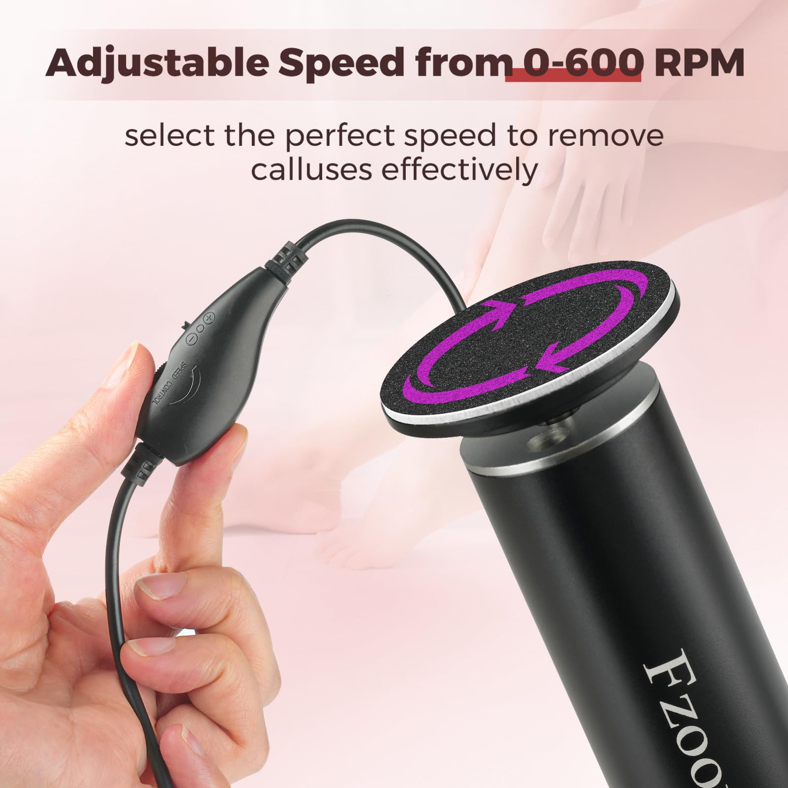 Electric Callus Remover for Feet - Professional Pedicure Kit with 60 Sandpaper Pads & Adjustable Speed - Cracked Skin & Dead Skin Removal - Perfect for Home Spa, Salon & DIY Foot Care