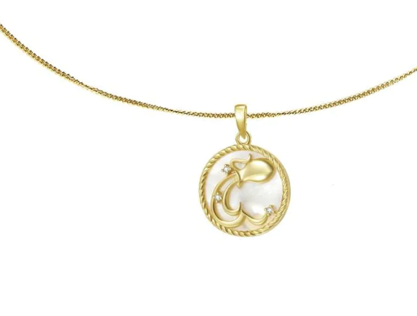 Aquarius Mother of Pearl Zodiac Necklace - Sterling Silver Pendant for Women - Perfect Birthday Gift & Spiritual Jewelry for Daily Wear or Special Occasions