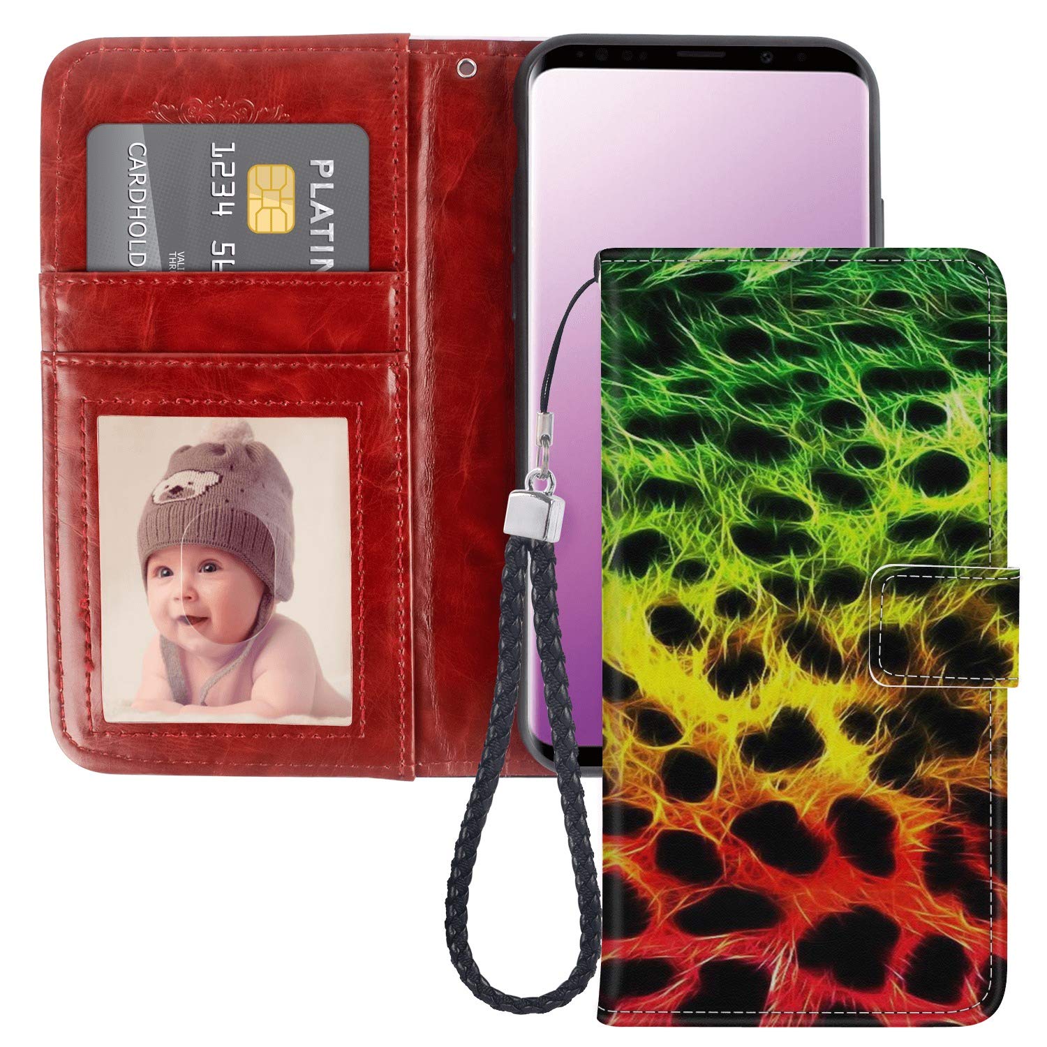 Samsung Galaxy S9 Plus Wallet Case - Leopard Print PU Leather Cover with Card Holder & Magnetic Flip, Shockproof TPU Protective Phone Case | Perfect for Business, Travel & Everyday Use