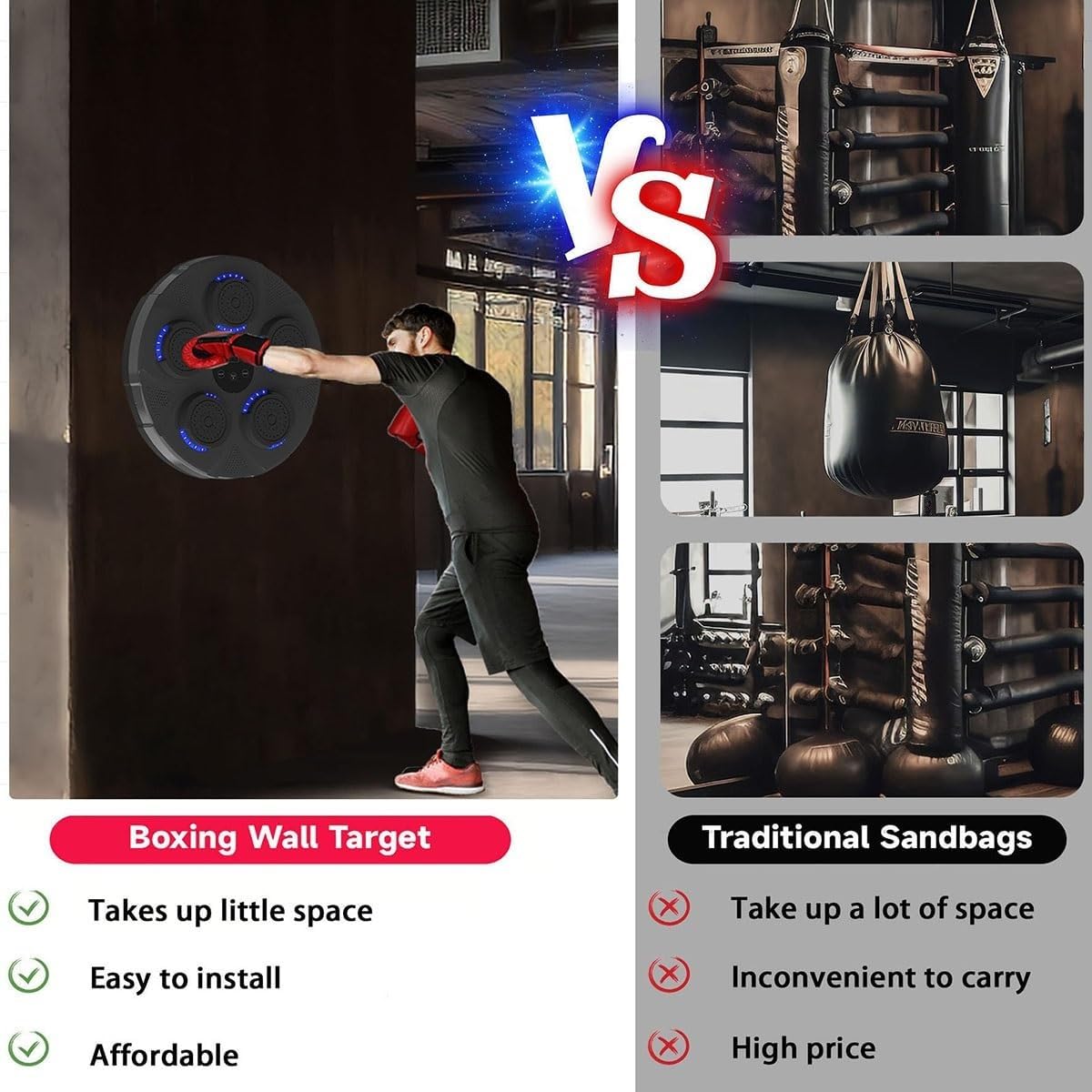 Electronic Music Boxing Machine for Kids & Adults - Wall Mounted Bluetooth Punching Bag for Stress Relief & Boxing Training - White Adult Version - Perfect for Home Gym, Office Stress Relief & Fitness Workouts