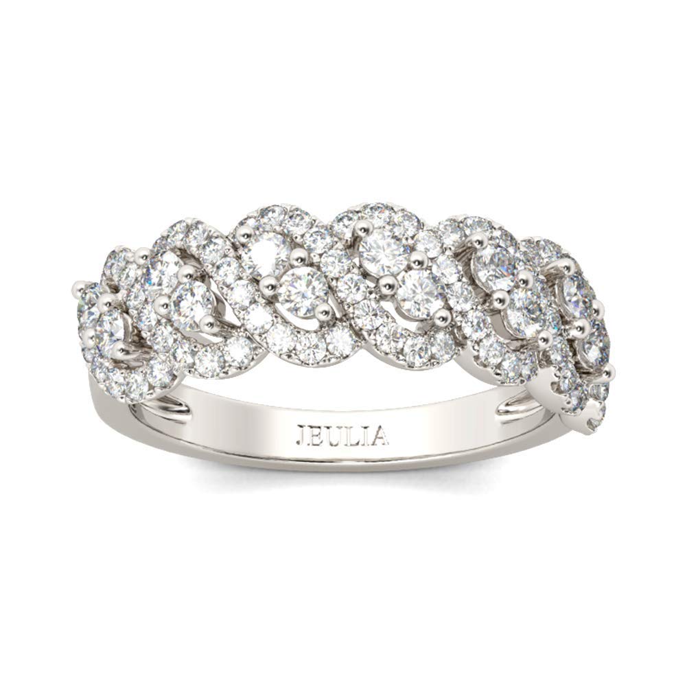Jeulia Round-Cut Eternity Band Rings - Curved White Diamond Wedding & Engagement Rings in Sterling Silver - Personalized Stackable Ring Set for Women - Perfect Anniversary, Promise & Gift for Her - Ideal for Bridal Jewelry, Proposals & Special Occasions