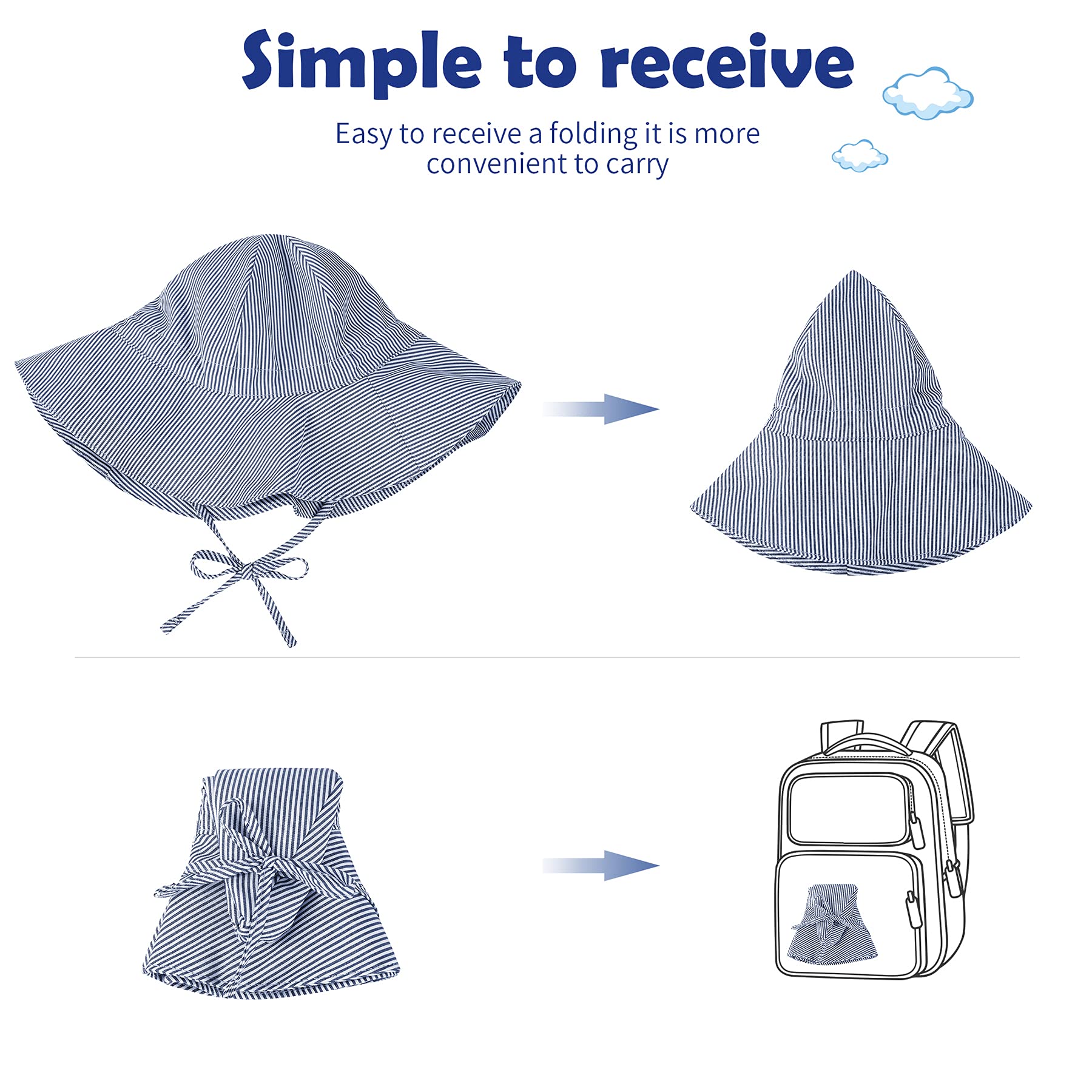 Zando UPF 50+ Baby Sun Hat - Toddler Sun Protection Bucket Hats for Boys & Girls 0-4T - Wide Brim Infant Beach Hat for Outdoor Play, Park & Summer Activities