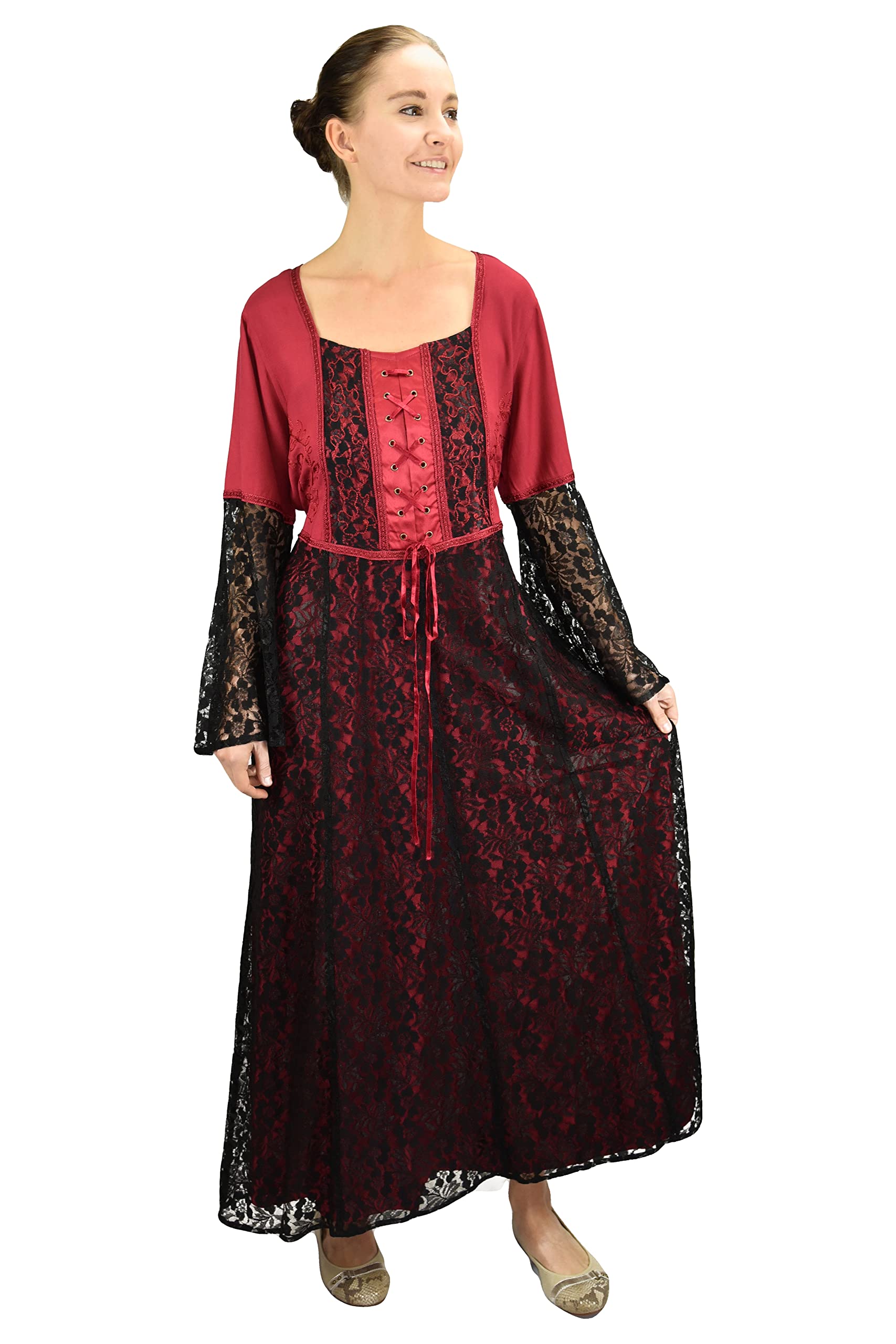 Agan Traders Women's 2025 Spring Long Bohemian Evening Dress with Lace Corset - Renaissance Inspired Gown for Formal Parties, Weddings & Special Occasions