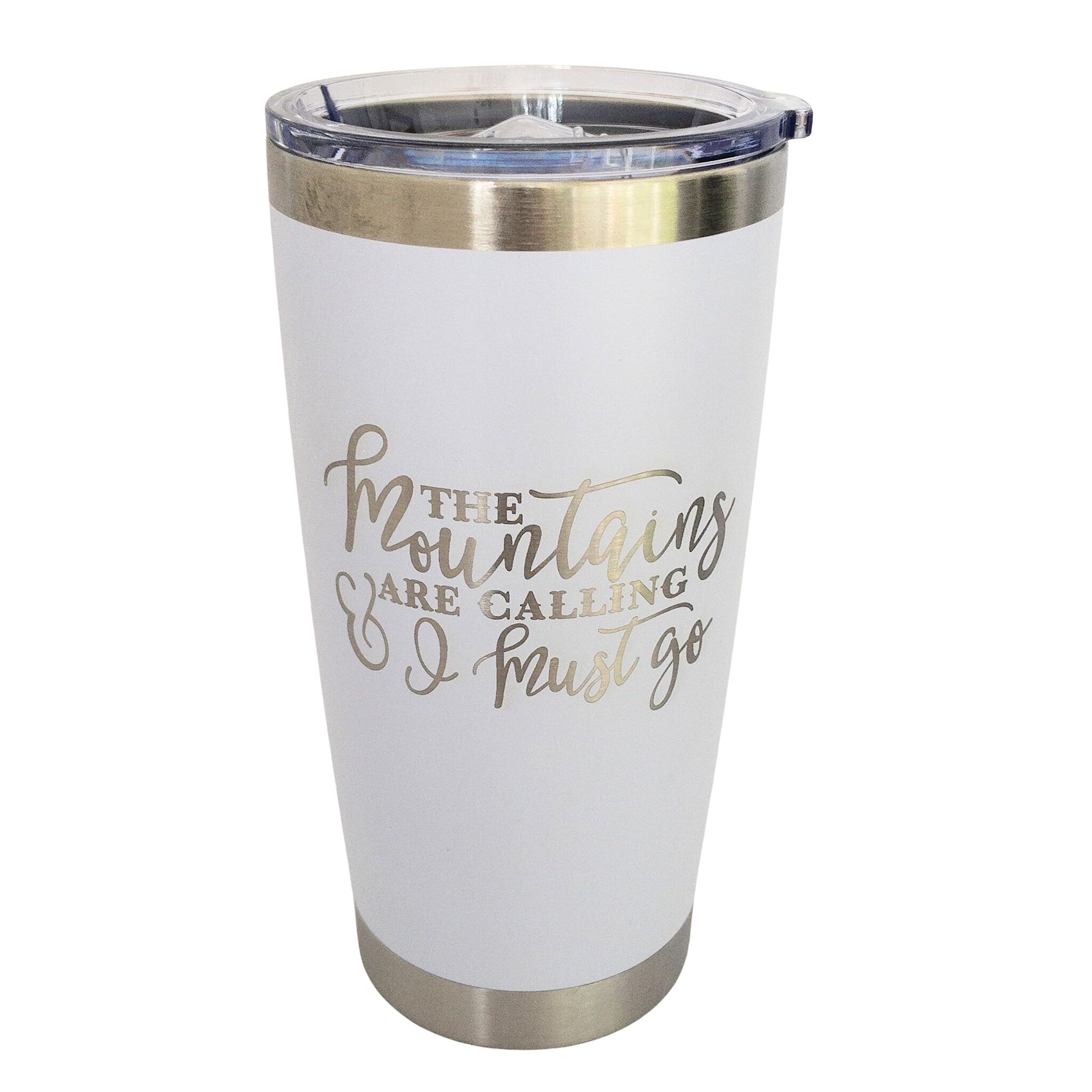 20oz Stainless Steel Travel Mug - Rocky Mountain Tumbler for RV, Camping & Outdoor Adventures | Insulated Coffee Cup for Hot & Cold Drinks | Perfect for Road Trips, Hiking & Daily Commute (White)