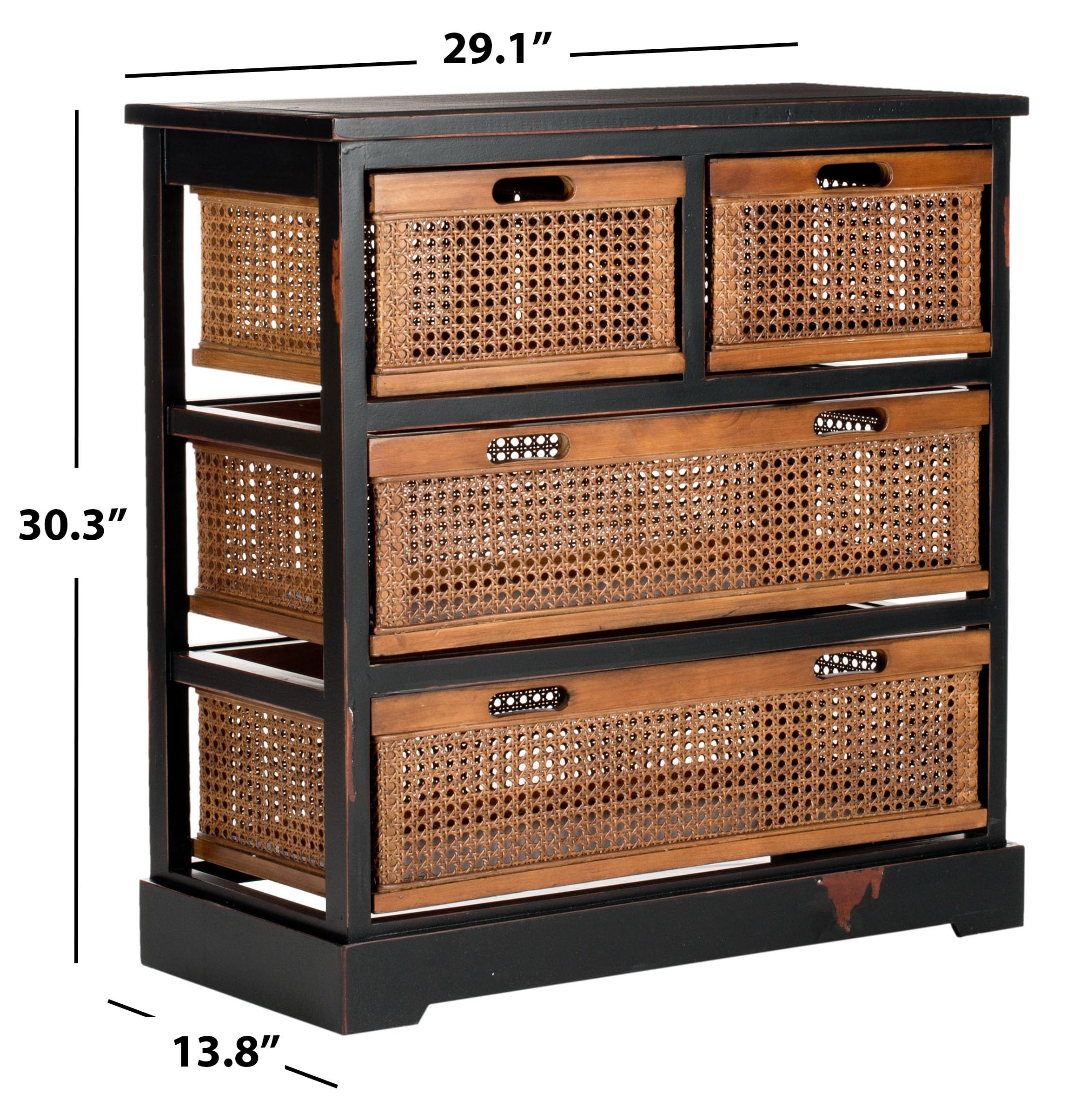 Safavieh American Homes Collection Jackson Black 4-Drawer Storage Unit - Modern Dresser for Bedroom, Living Room & Office Organization