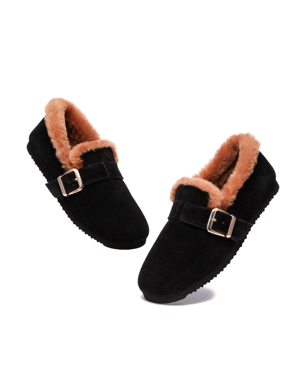 Women's UGG Monica Loafers - Comfortable Suede Slip-On Shoes with Sheepskin Lining for Casual Wear, Office & Travel