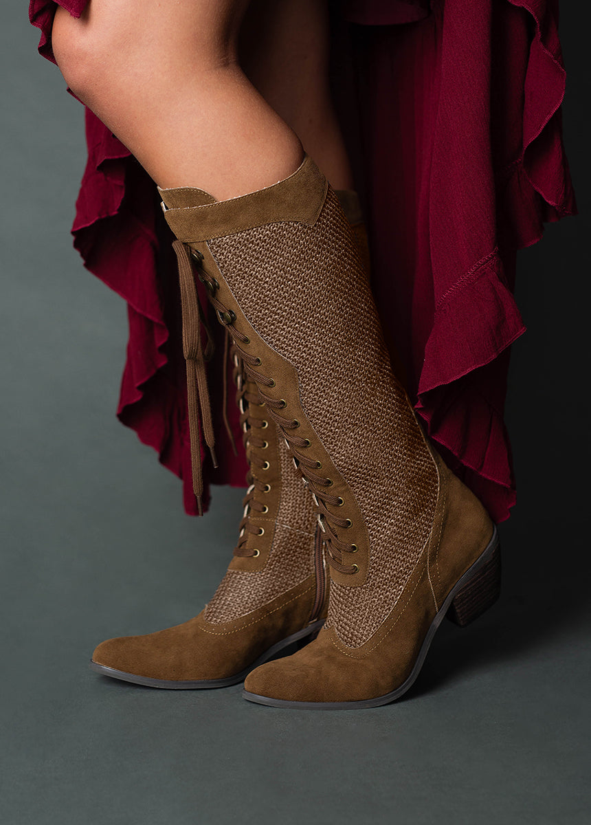 Kiko Women's Tall Boots in Nutmeg Brown - Stylish Knee-High Leather Boots for Fall & Winter Fashion, Office & Casual Wear