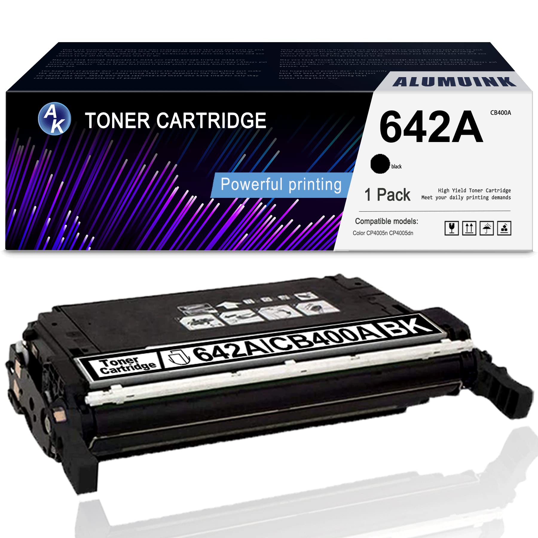 High-Yield HP CP4005dn/CP4005n Compatible Toner Cartridge (Black, 9,000 Pages) - Replacement for CB400A1PK & 642A - Ideal for Office Printing & Bulk Document Production