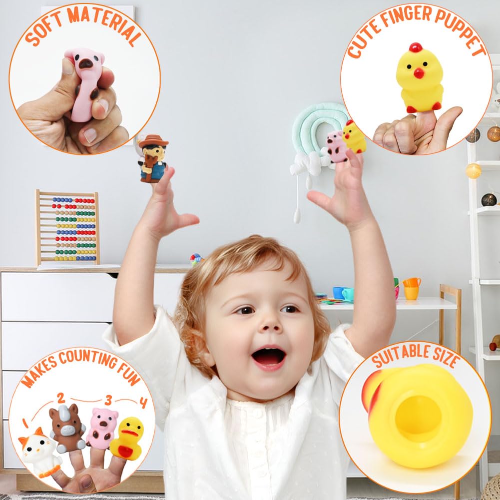 Big Red Barn Toy Farm Animal Finger Puppets Set for Kids Ages 1-5 Years Old - Pretend Play Farm with Barn, Farmer & Animals - Montessori Learning Toys for Toddlers Boys & Girls - Perfect for Preschool Education, Birthday Gifts & Interactive Storytelling Playtime