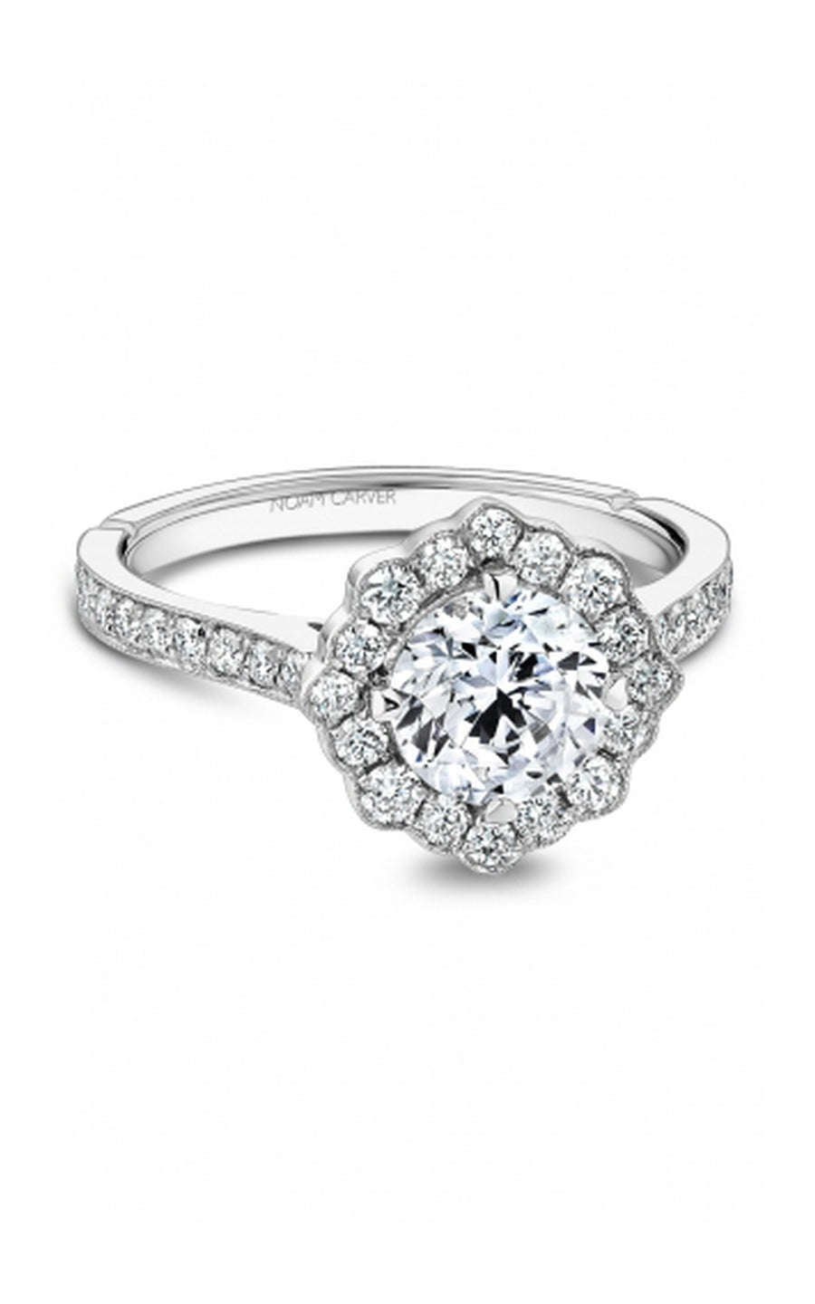 Noam Carver B516 01A Bridal Engagement Ring - 14K White Gold Diamond Wedding Band for Women - Perfect for Proposals, Anniversaries & Romantic Occasions