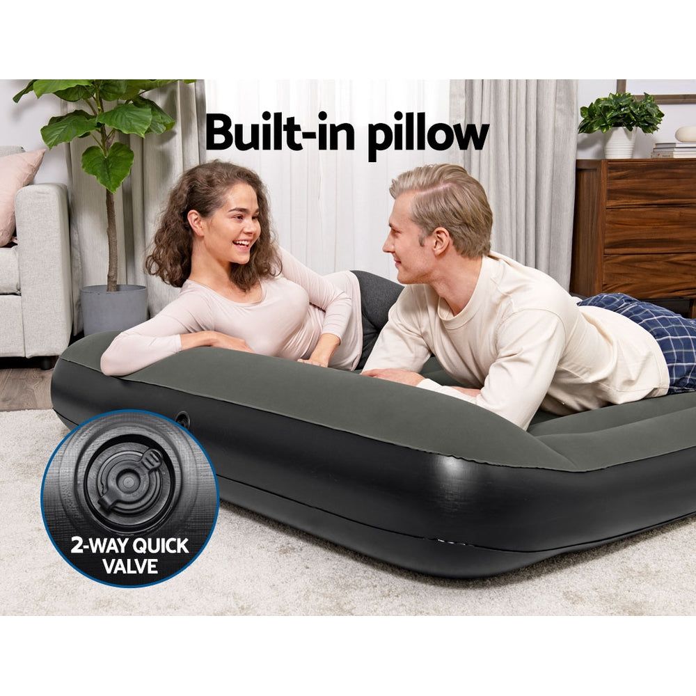 Bestway Queen Air Mattress - 30cm Inflatable Bed with Built-in Pump, Grey - Perfect for Camping, Guest Beds & Home Use