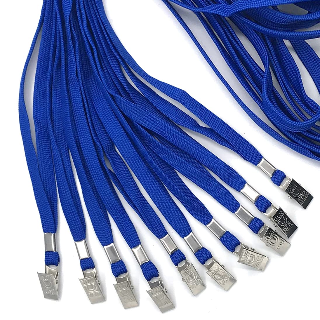 Blue Lanyards 100 Pack with Bulldog Clip - for Badges & ID Cards at Work