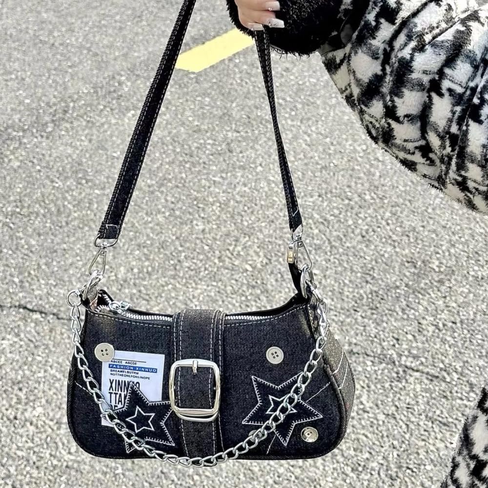 Trendy Grunge Hobo Bag for Women - Vintage Y2K Fairy Grunge Shoulder Bag & Crossbody Purse | Perfect for Concerts, Festivals & Boho Outfits