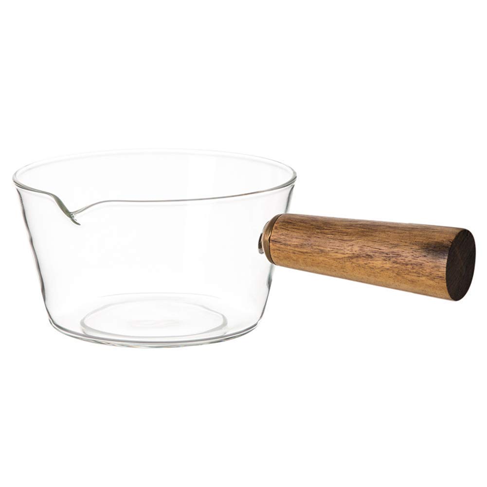 Borosilicate Glass Saucepan with Handle - 400ml/600ml Transparent Nonstick Milk Pot for Cooking, Boiling & Serving - Perfect for Home Kitchen, Restaurant & Coffee Shop Use