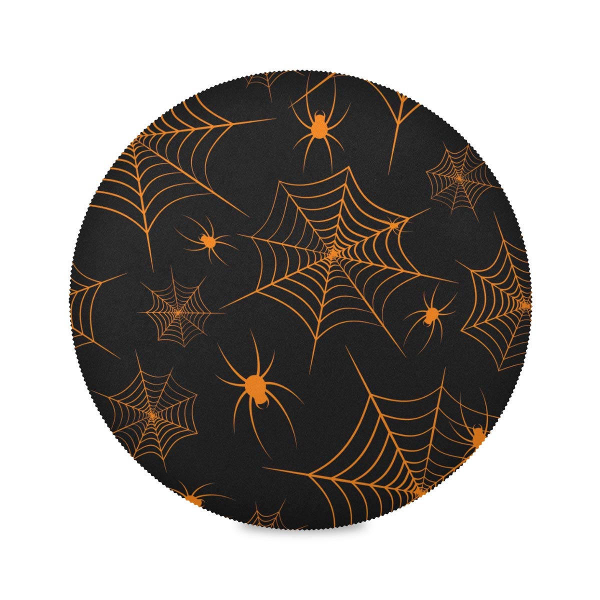 Halloween Spiderweb Round Table Mats Set of 1 - Heat Resistant Non-Slip Polyester Placemats for Dining Table Decor - Washable & Easy to Clean - Perfect for Halloween Parties, Thanksgiving Dinners & Holiday Home Decor