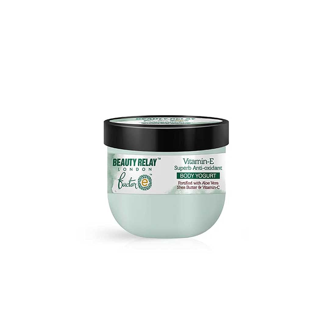 BEAUTYRELAY LONDON Vitamin E Body Yogurt - Deep Moisturizing & Nourishing Cream for All Skin Types - Brightens & Evens Skin Tone - 200g - Perfect for Daily Hydration & Glowing Skin Care Routine
