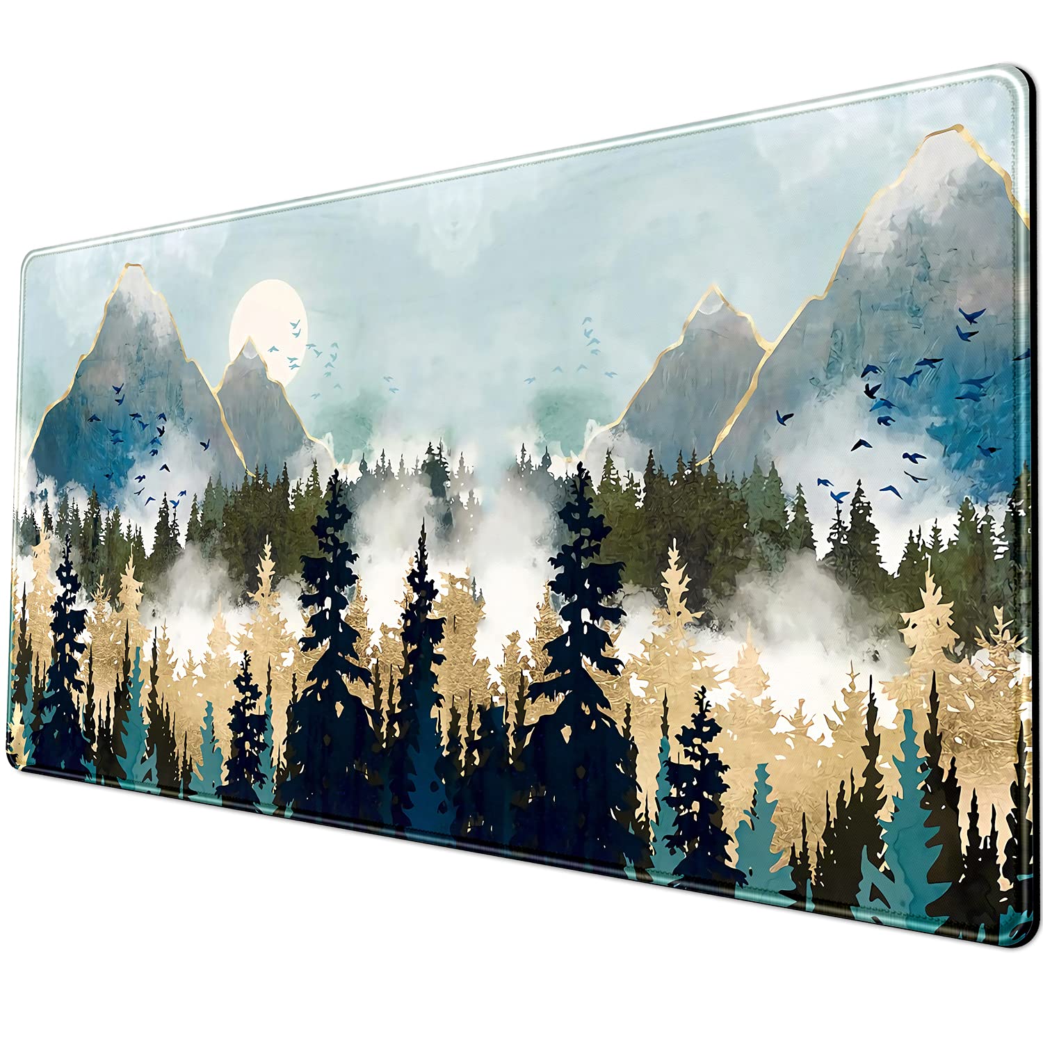 Large Gaming Mouse Pad with Stitched Edges - 31.5x15.75 Inch Extended Desk Mat for Keyboard & Mouse - Non-Slip Rubber Base, Smooth Surface in Glam Rose Gold - Perfect for PC Gaming, Office Work & Home Computer Setup