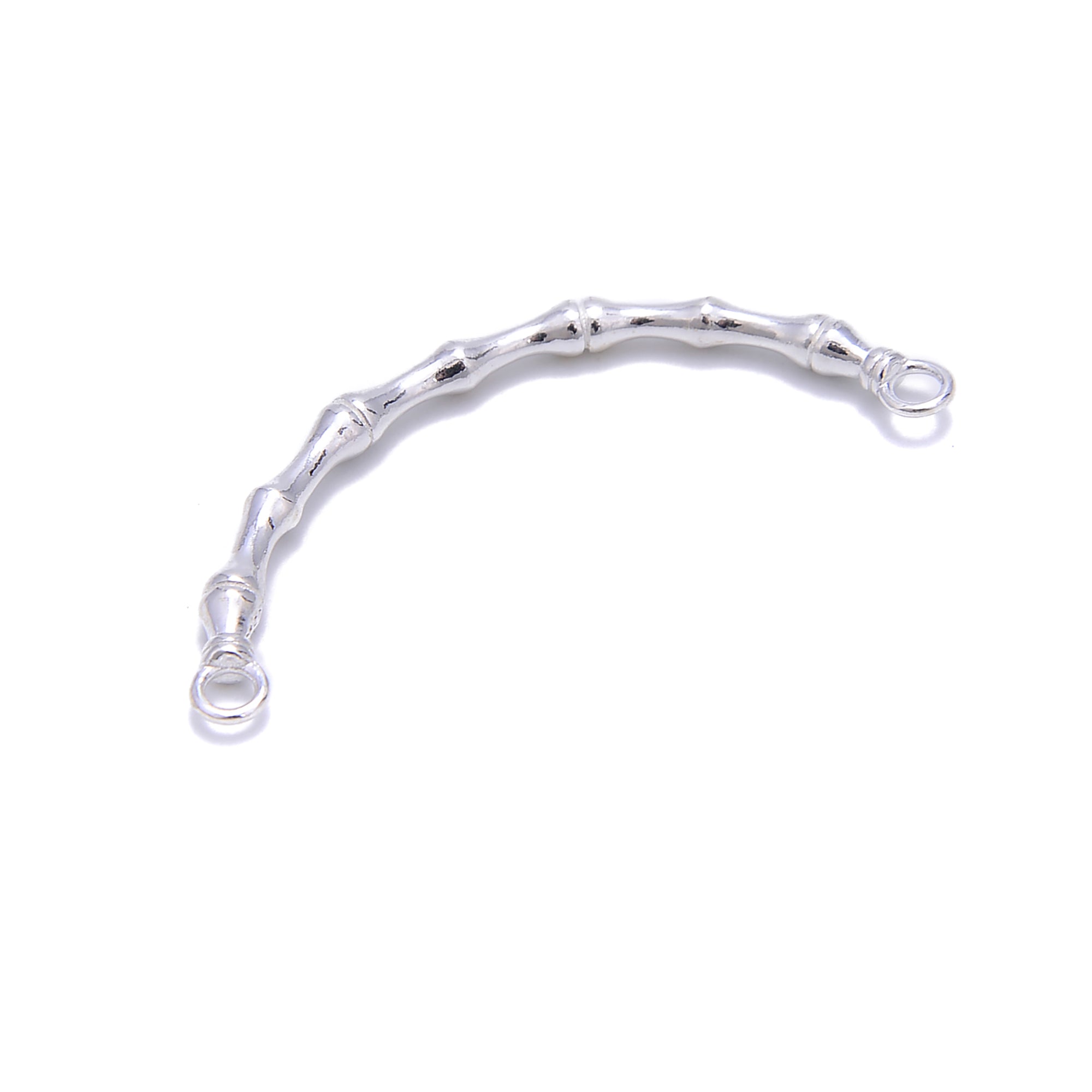 925 Sterling Silver Bamboo Curved Tube Connector - 3x45mm (1 Piece) - Perfect for Jewelry Making, DIY Crafts, and Beading Projects
