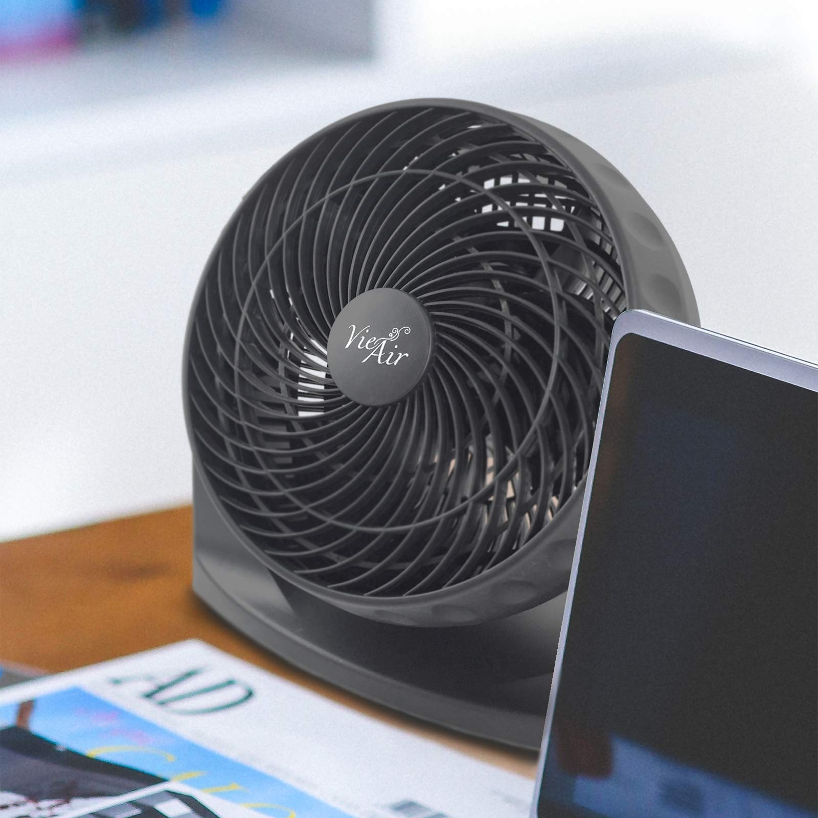 Vie Air Collection 8 Inch Portable Desk Fan - Quiet USB Powered Personal Fan for Home, Office, Dorm & Travel - Compact Cooling Fan with Adjustable Tilt