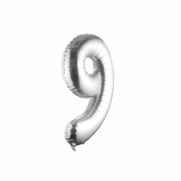 Balloonify Silver Mylar Number 9 Balloon - 40 Inch Large Foil Balloon for Birthday Parties, Anniversaries & Celebrations - 1 Count Box