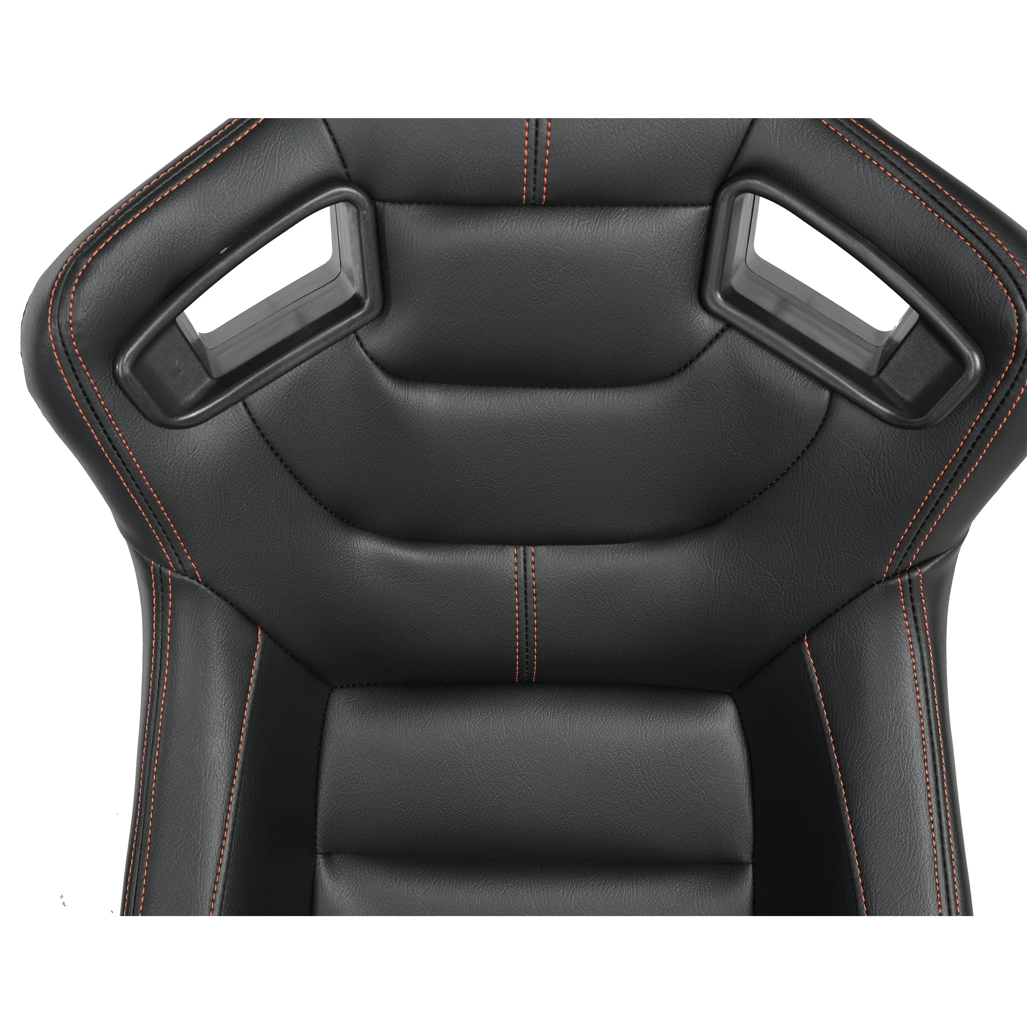 High-Performance Universal PVC Leather Racing Bucket Seats for Cars - 2PCS Reclinable Sports Seats with Dual Sliders (Black/Orange Stitching) | Perfect for Track Racing, Drifting & Automotive Enthusiasts
