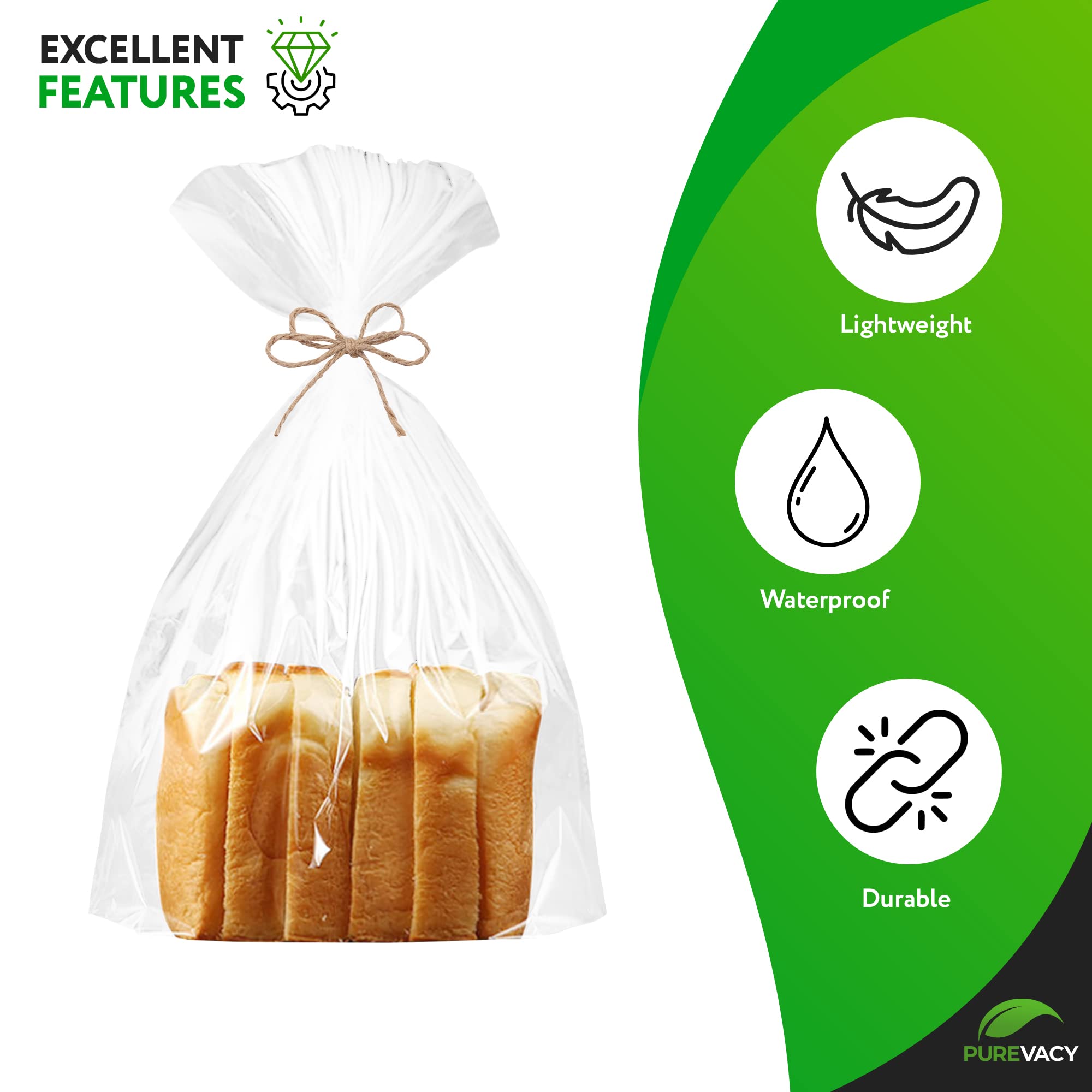 1000 Pack Clear Gusseted Plastic Bread Bags 8