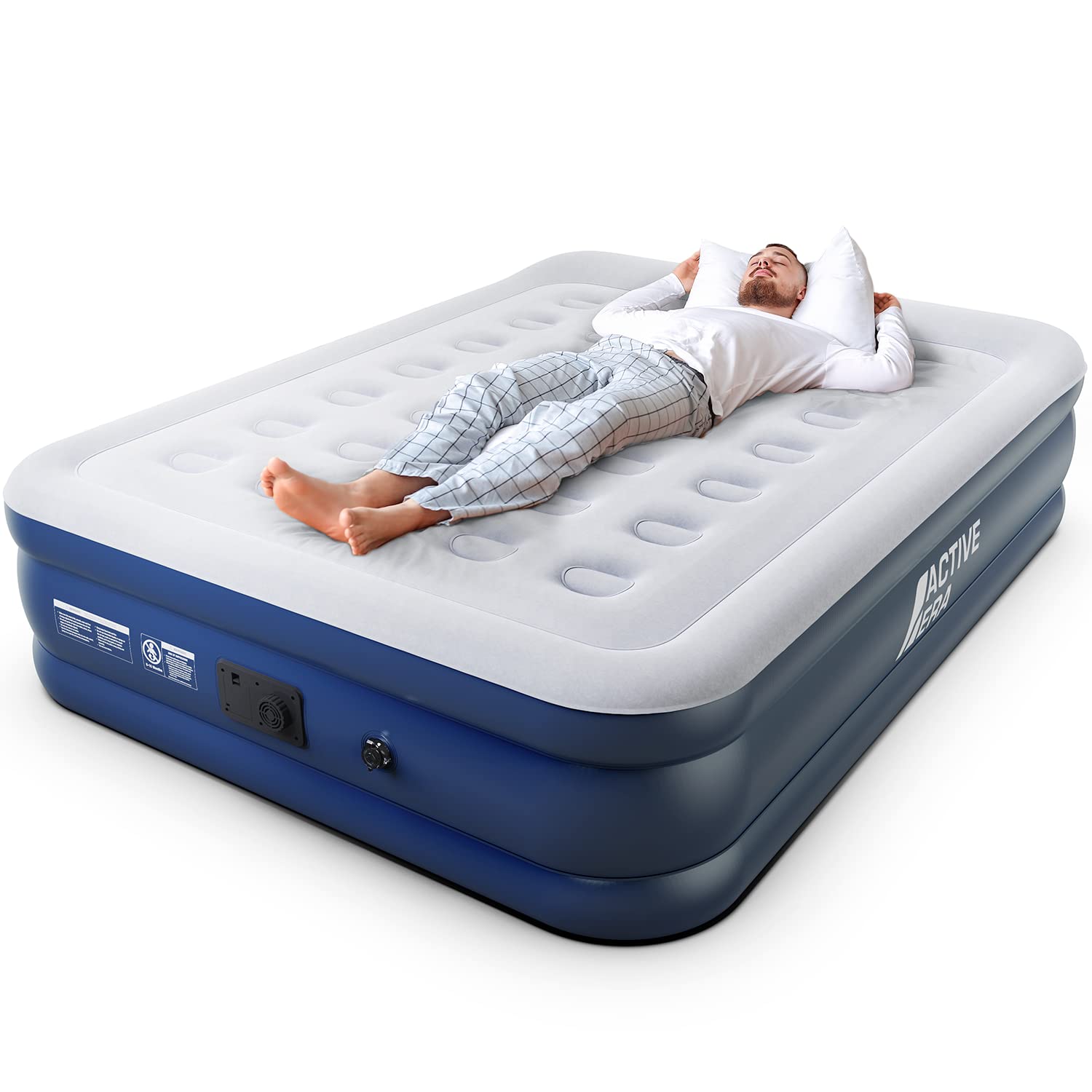 Active Era Premium King Size Air Mattress with Built-in Electric Pump & Integrated Pillow - Inflatable Guest Bed for Home, Camping & Travel Comfort