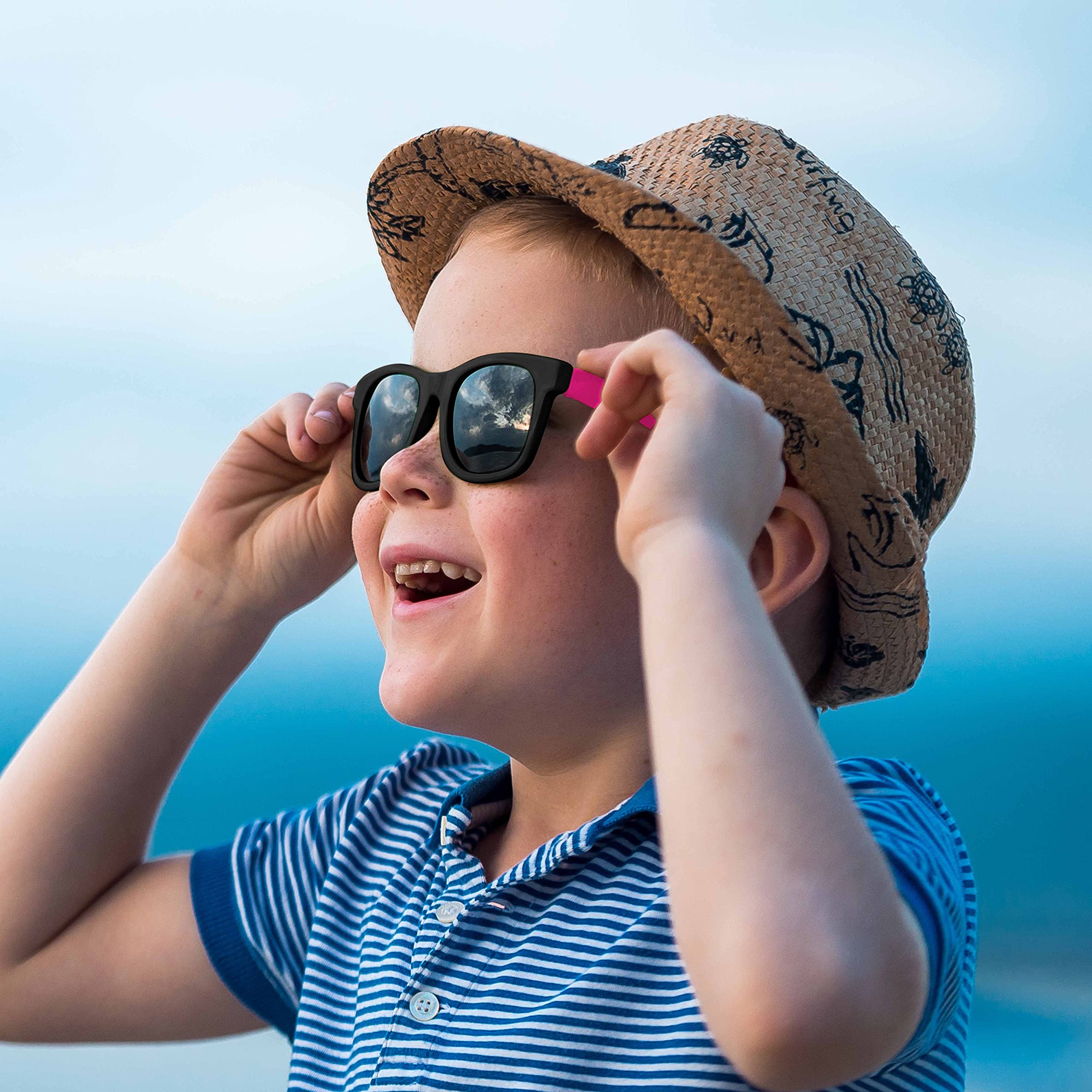 Junie Kids Plastic Sunglasses 6-Pack with UV400 Protection - Trendy Unbreakable Sunglasses for Boys & Girls - Perfect for Beach, Pool, Outdoor Play & Summer Activities